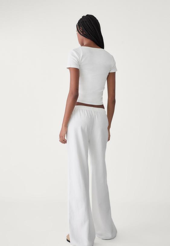 pantalon cordones con lino