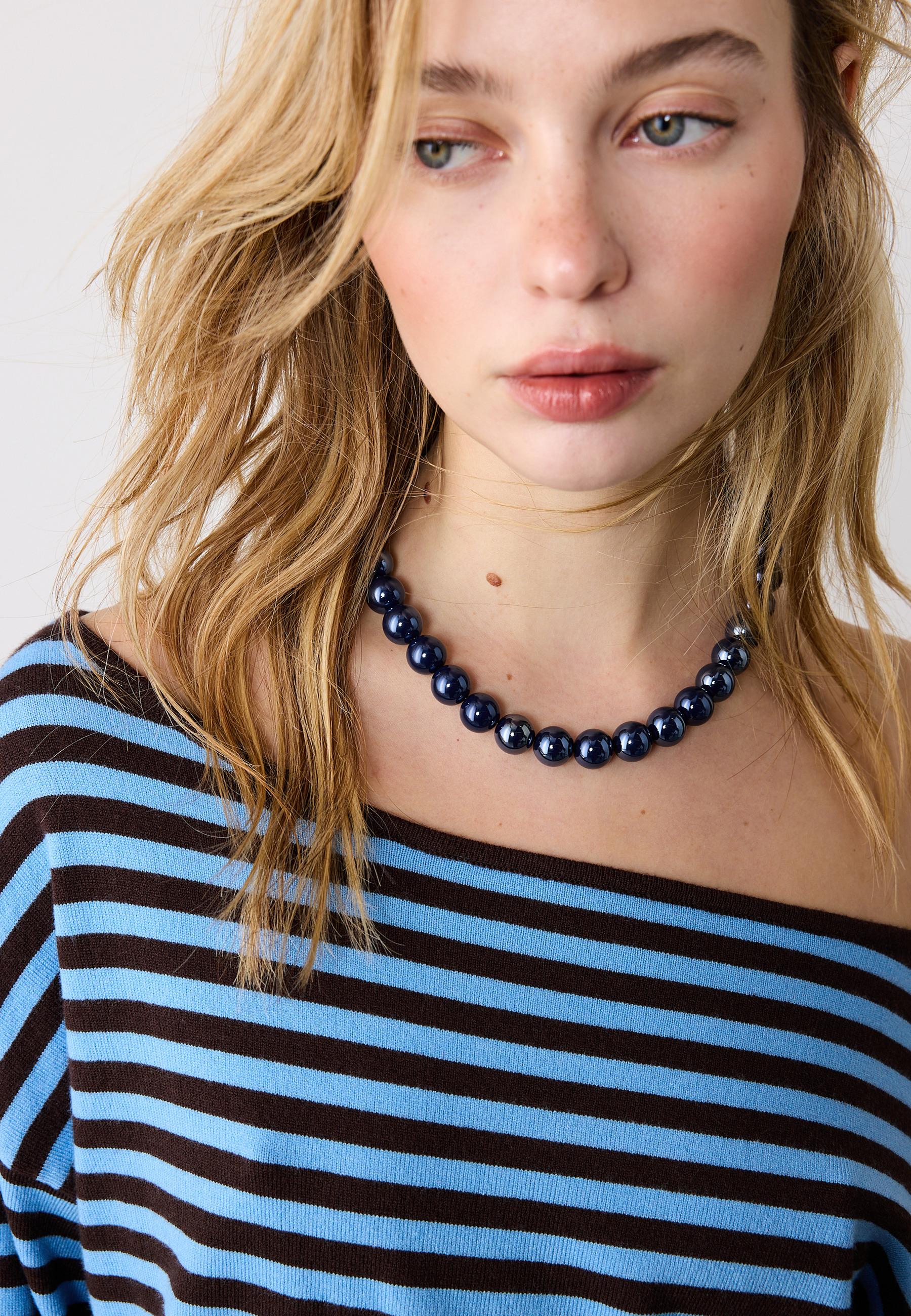 Set of 2 bead necklaces — Electric blue