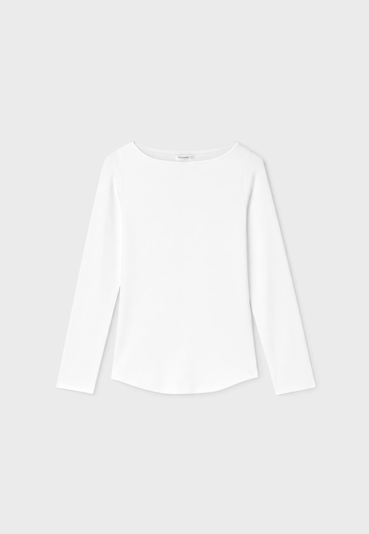 Boat neck basic T-shirt — Ecru