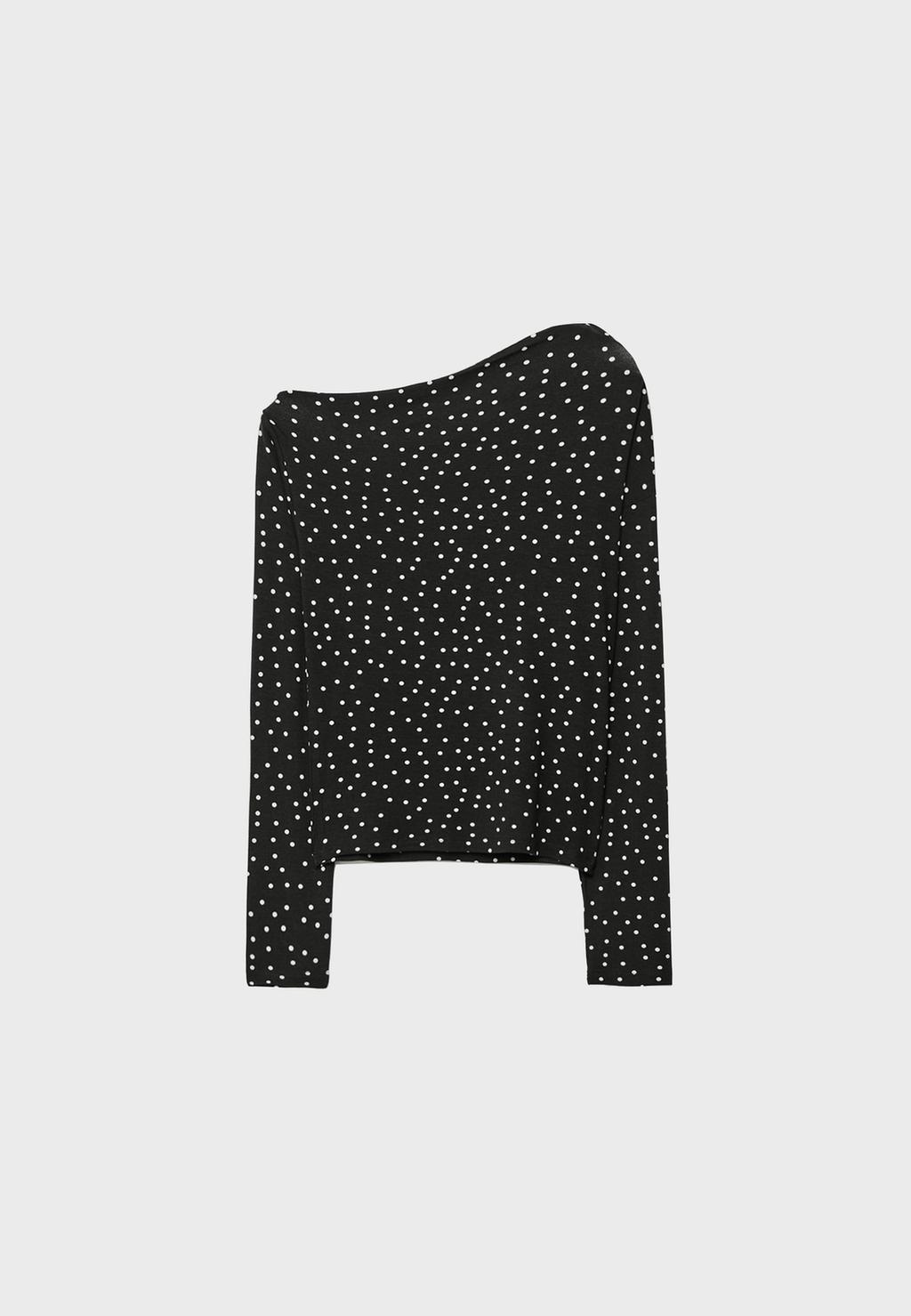 T-shirt met asymmetrische hals