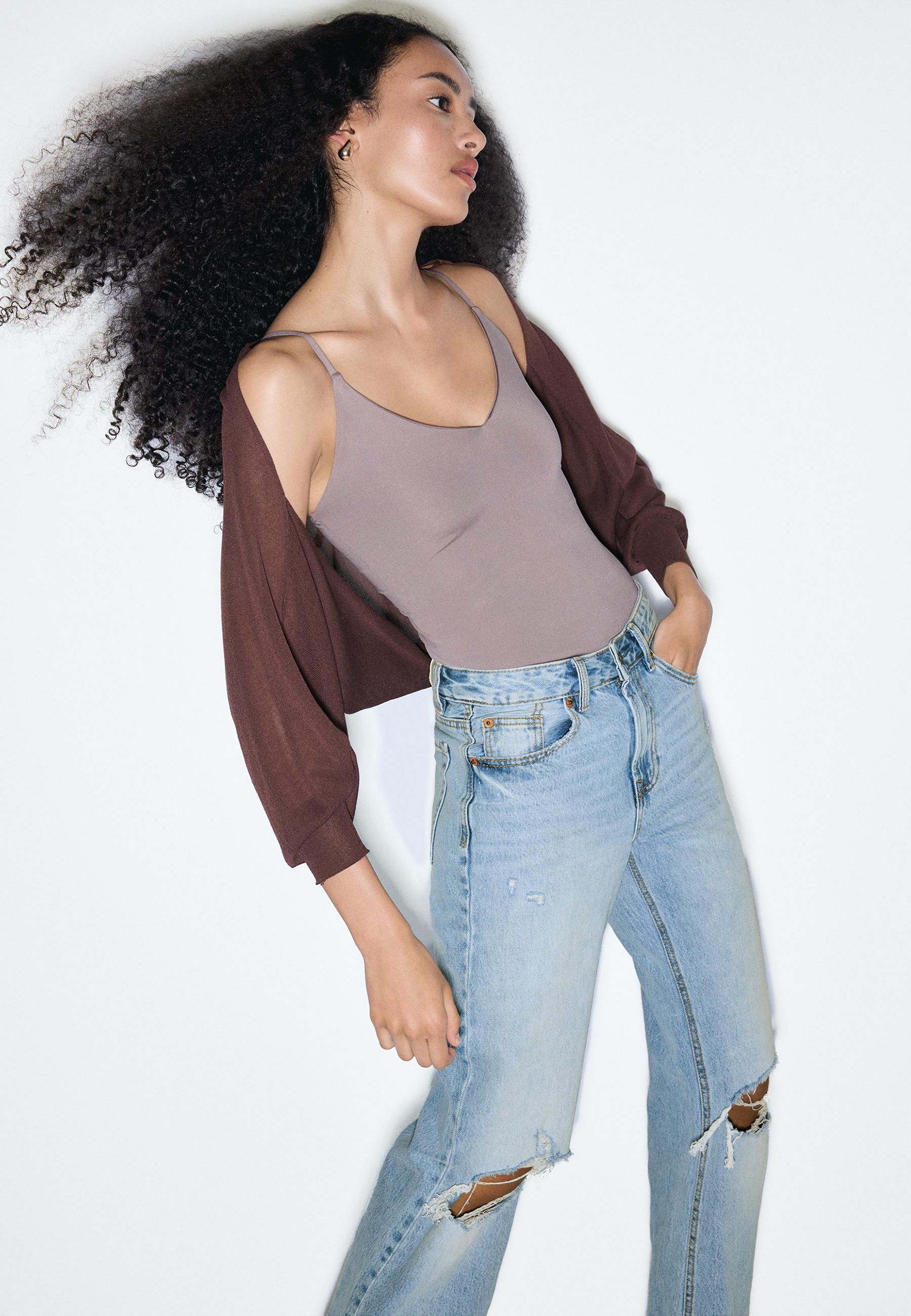 D92 Ripped straight wide-leg jeans — MEDIUM BLUE DENIM