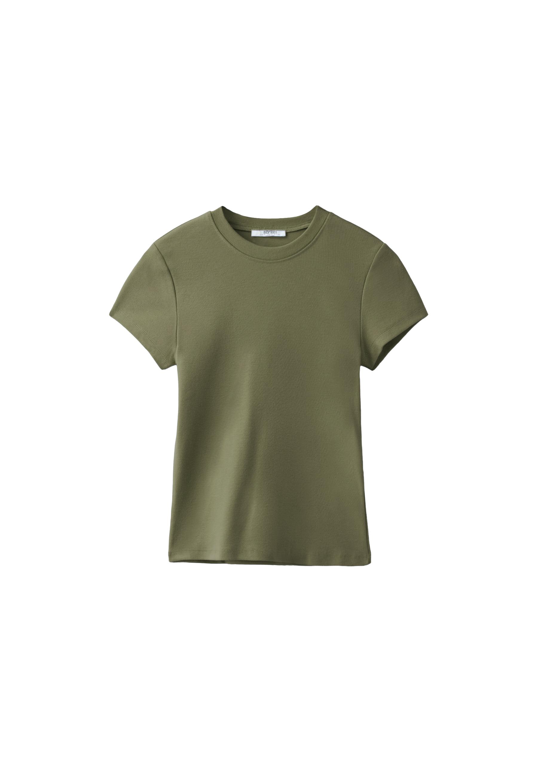 Basic round neck short sleeve T-shirt — Khaki