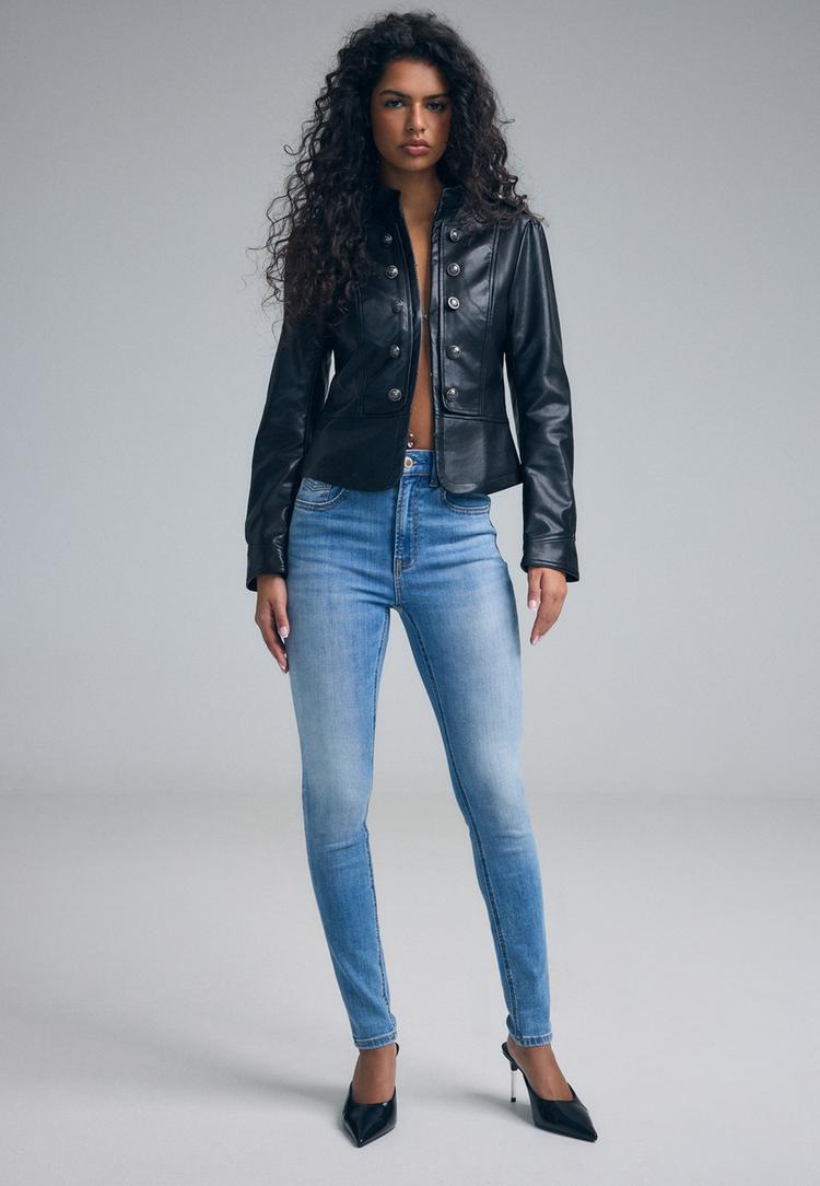 Stradivarius D07 Skinny Jeans Met Hoge Taille Lichte Middenblauwe Denim Wassing 40