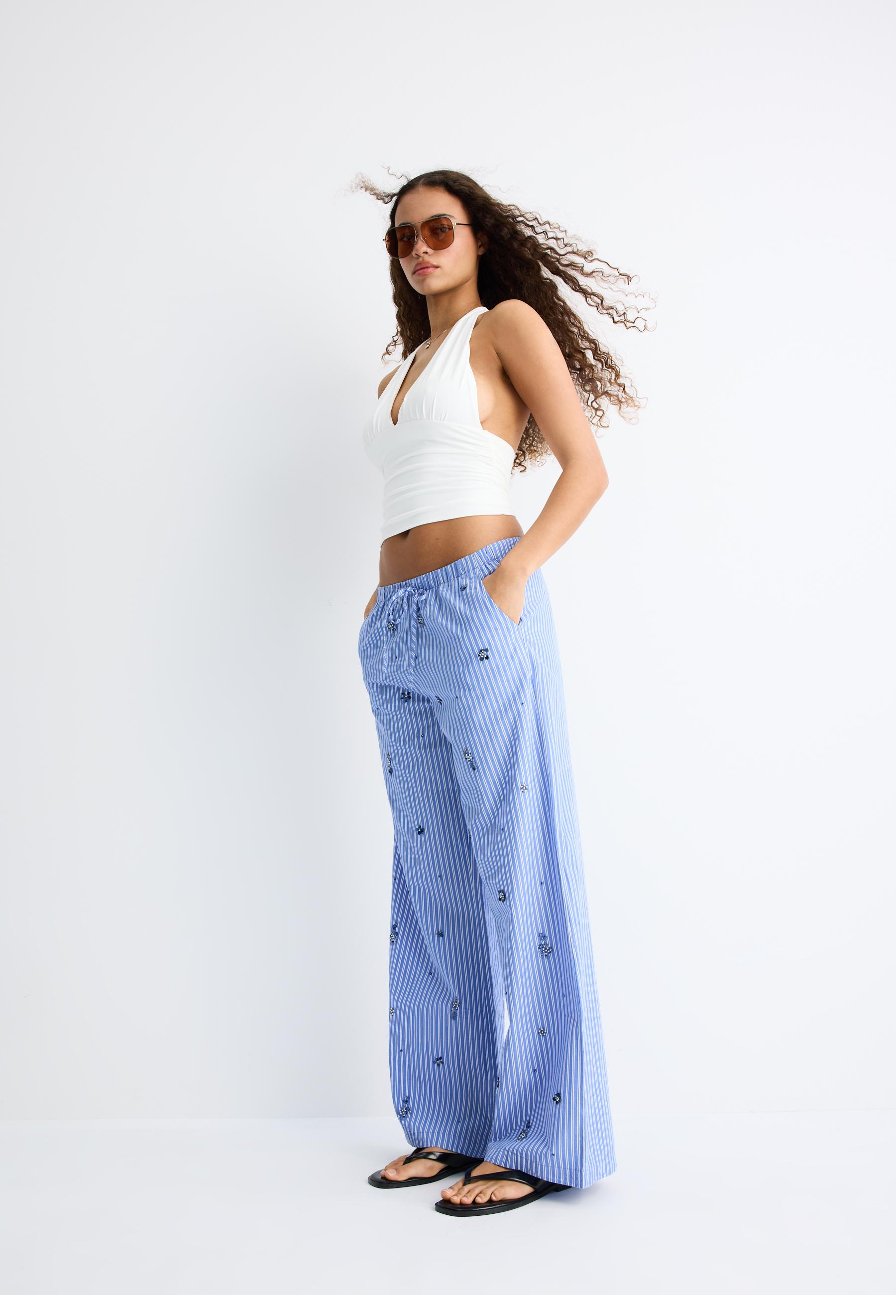 İşlemeli pijama pantolon