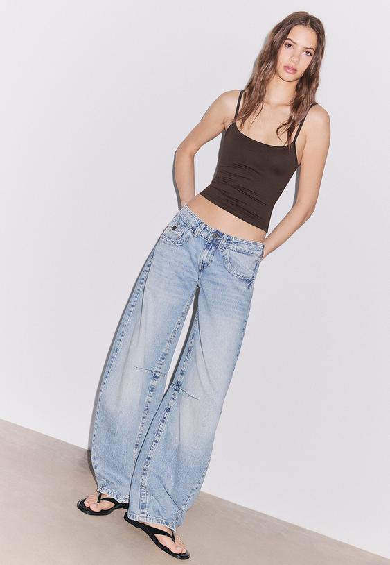 Stradivarius Polyamide Strappy Top Brown M