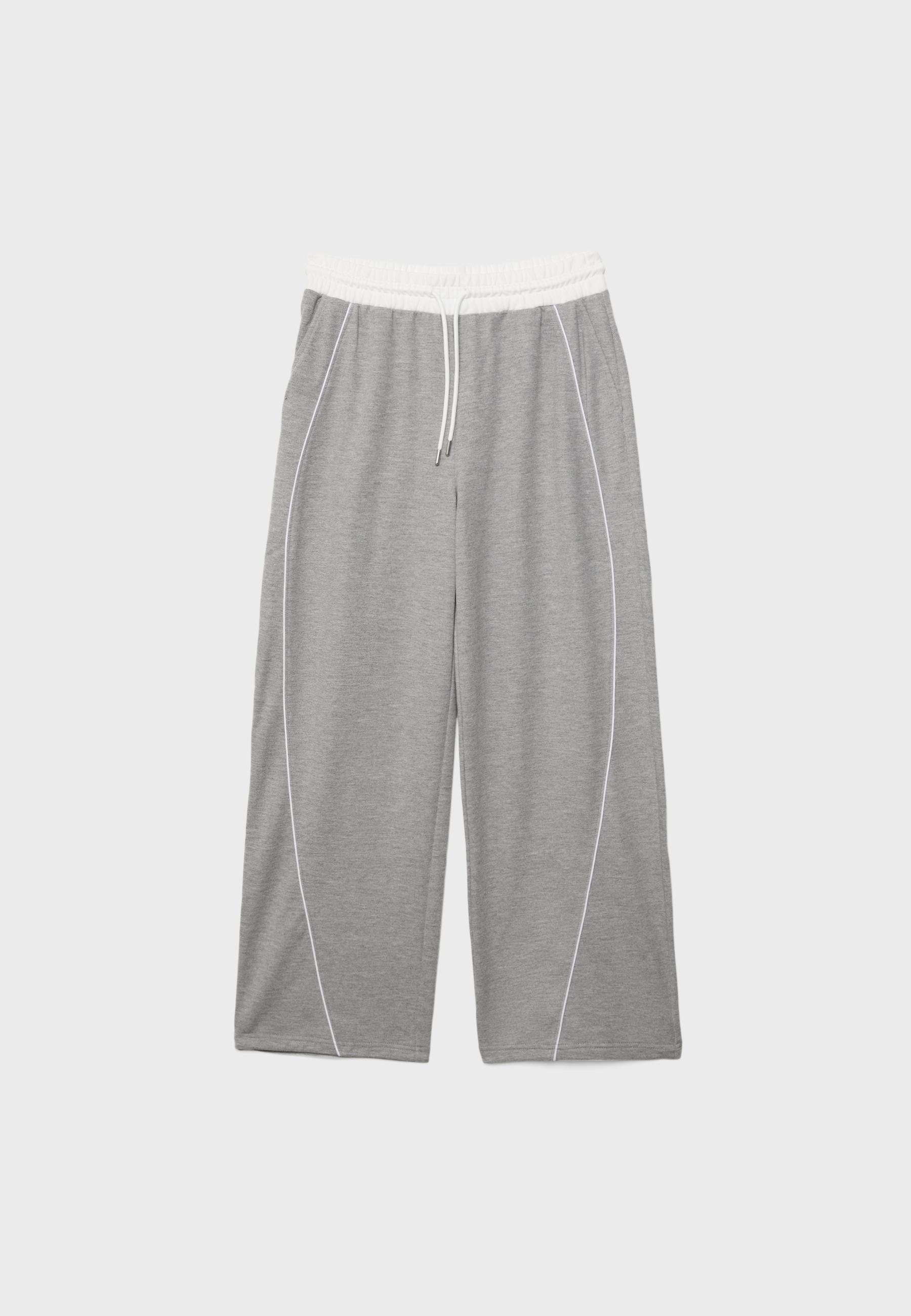 Jogger trousers with stoppers — Grey melange