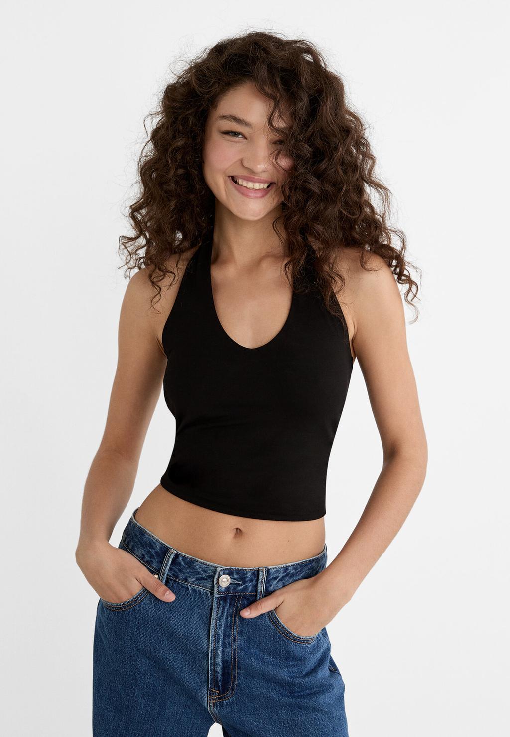 Halter nyakú, rövid derekú top