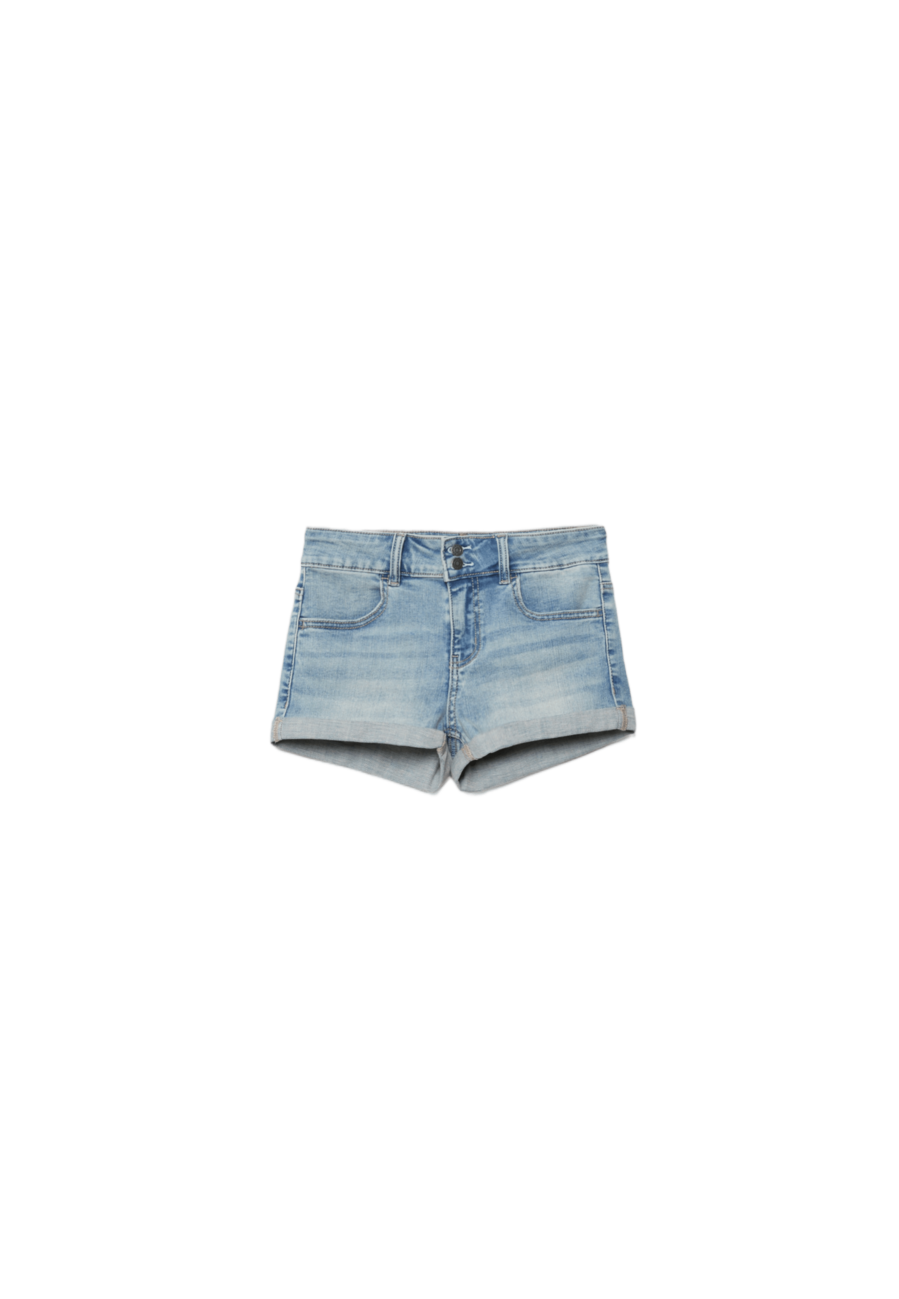 Turn-up hem denim shorts — MEDIUM BLUE DENIM