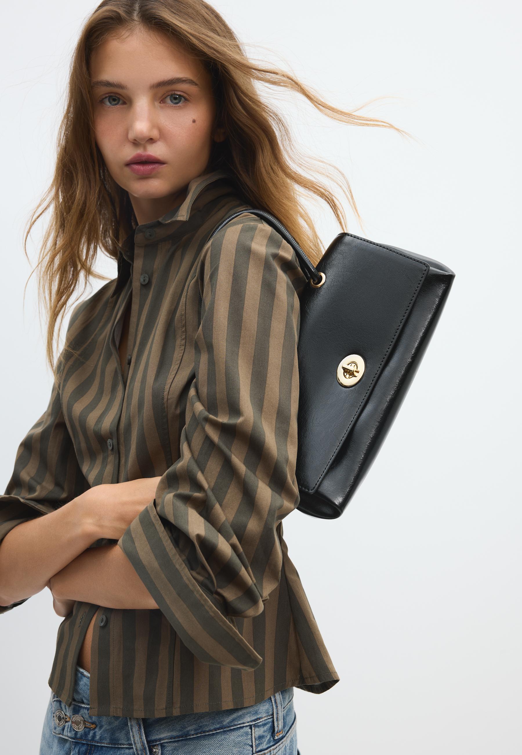 City crossbody bag with double handle — Black