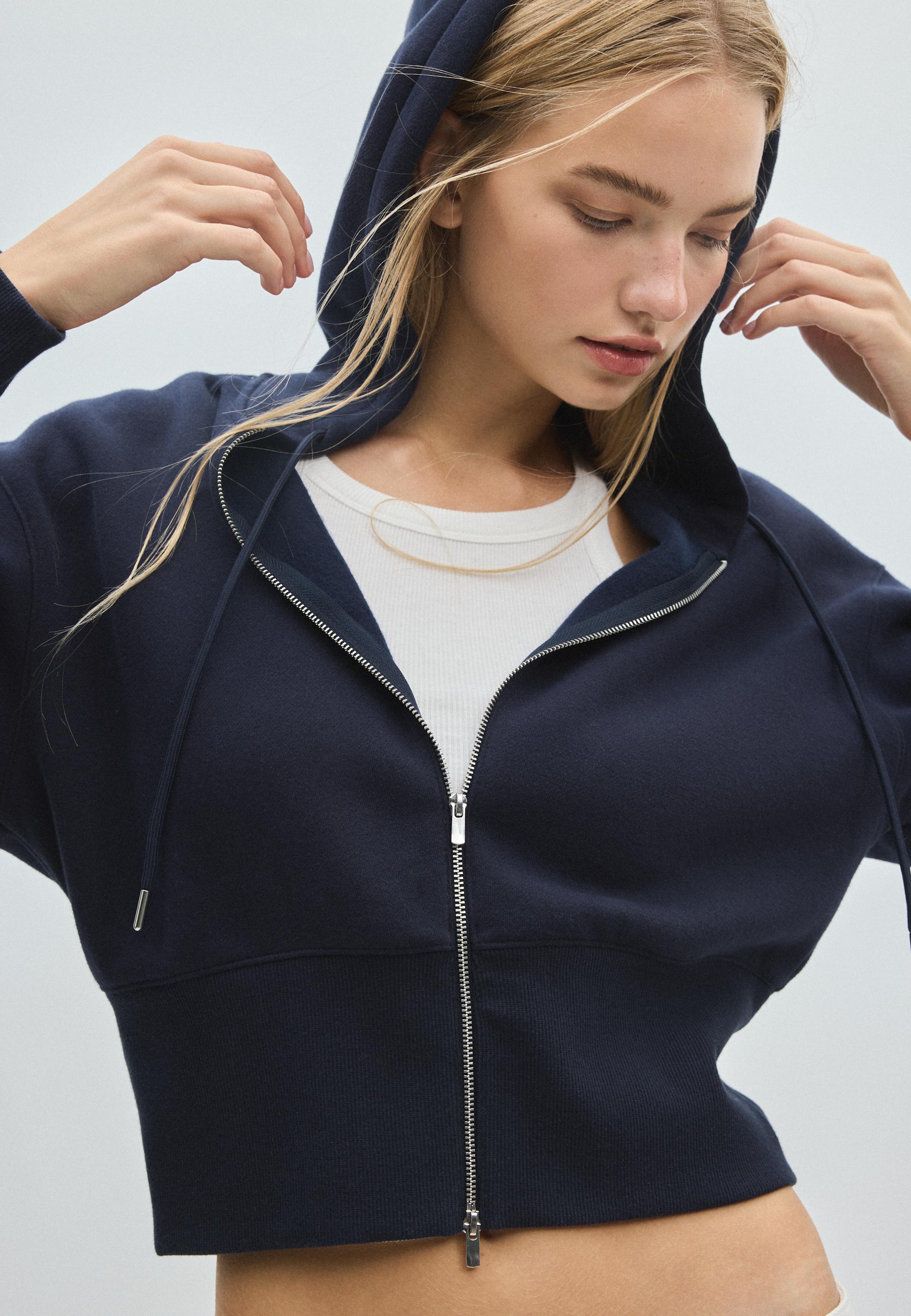 Zip-up hooded sweatshirt — Navy blue
