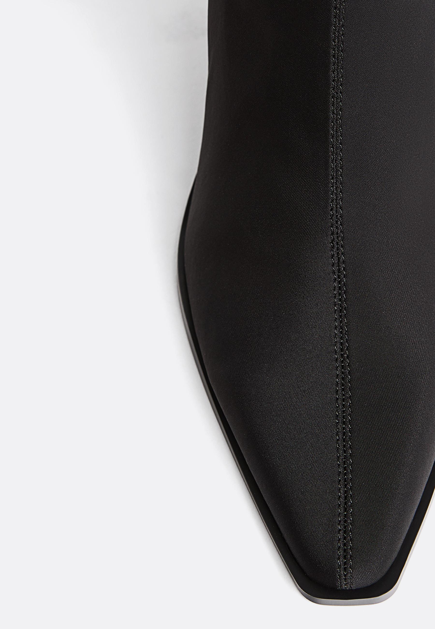 Neoprene-effect high-heeled ankle boots — BLACK