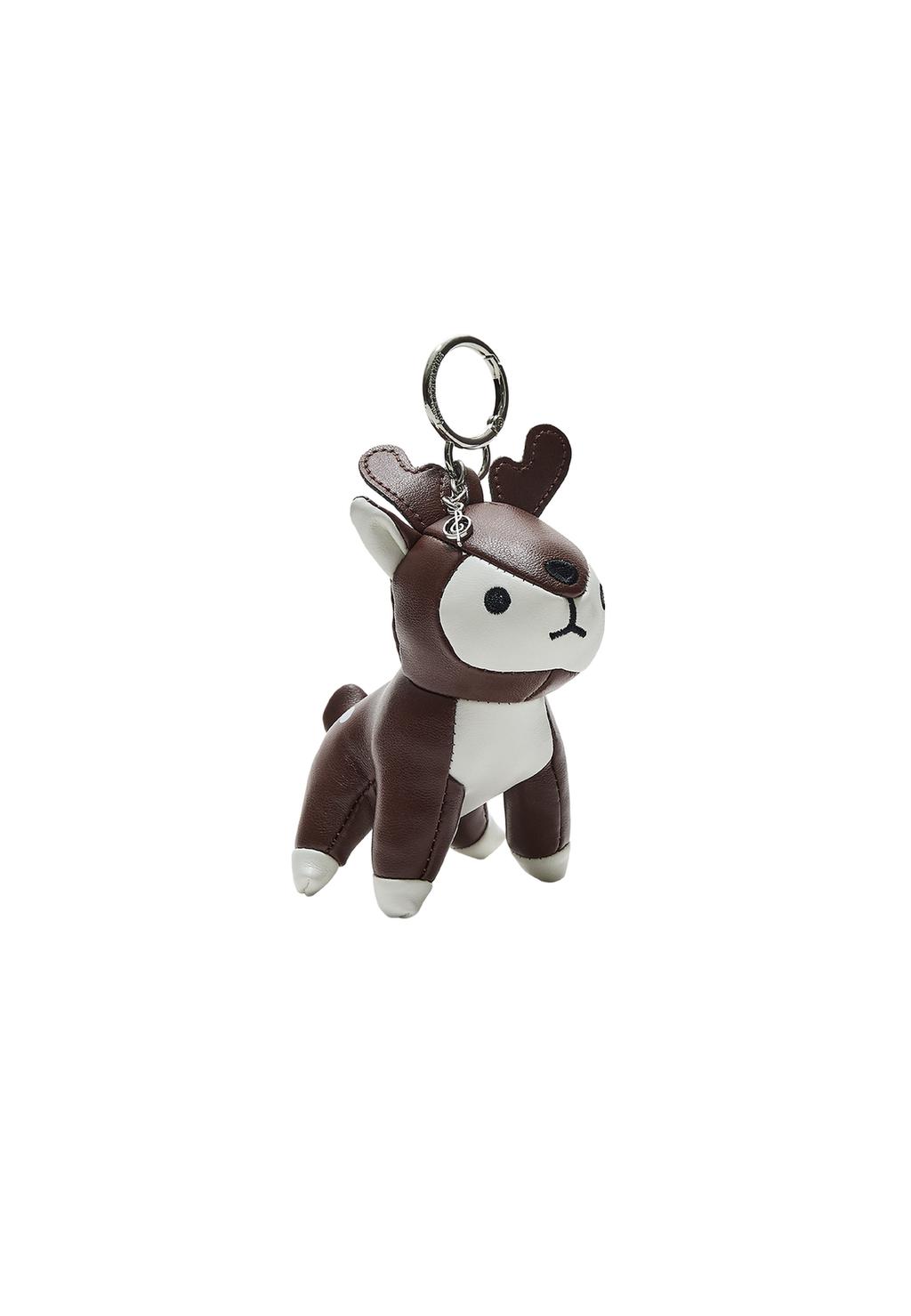 Sleutelhanger deer charm met leereffect