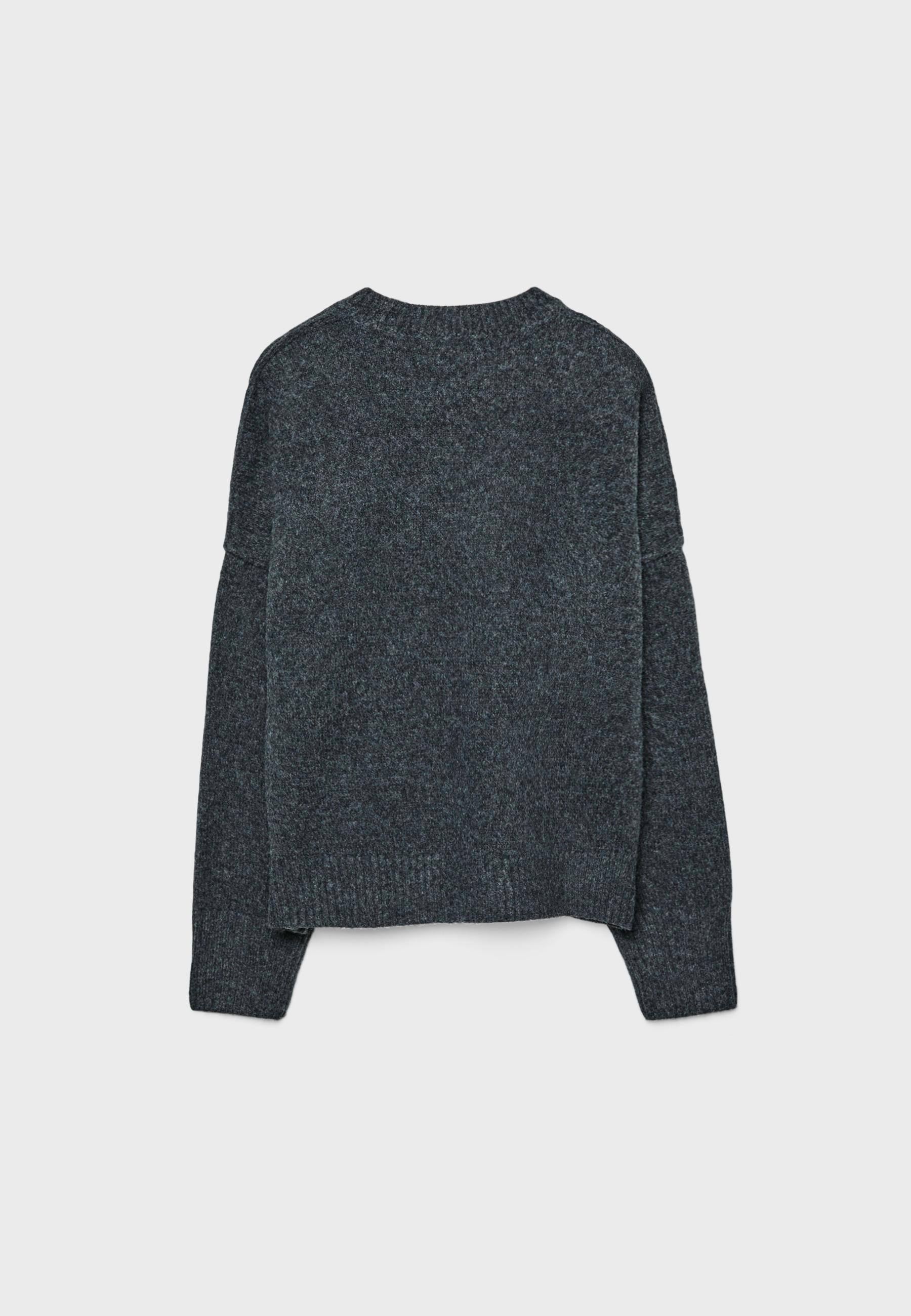Round Neck Knitted Jumper — Dark grey
