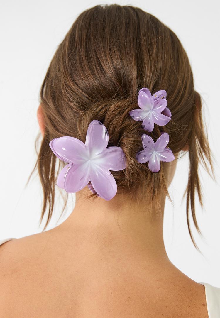 set di 3 fermagli per capelli a fiore