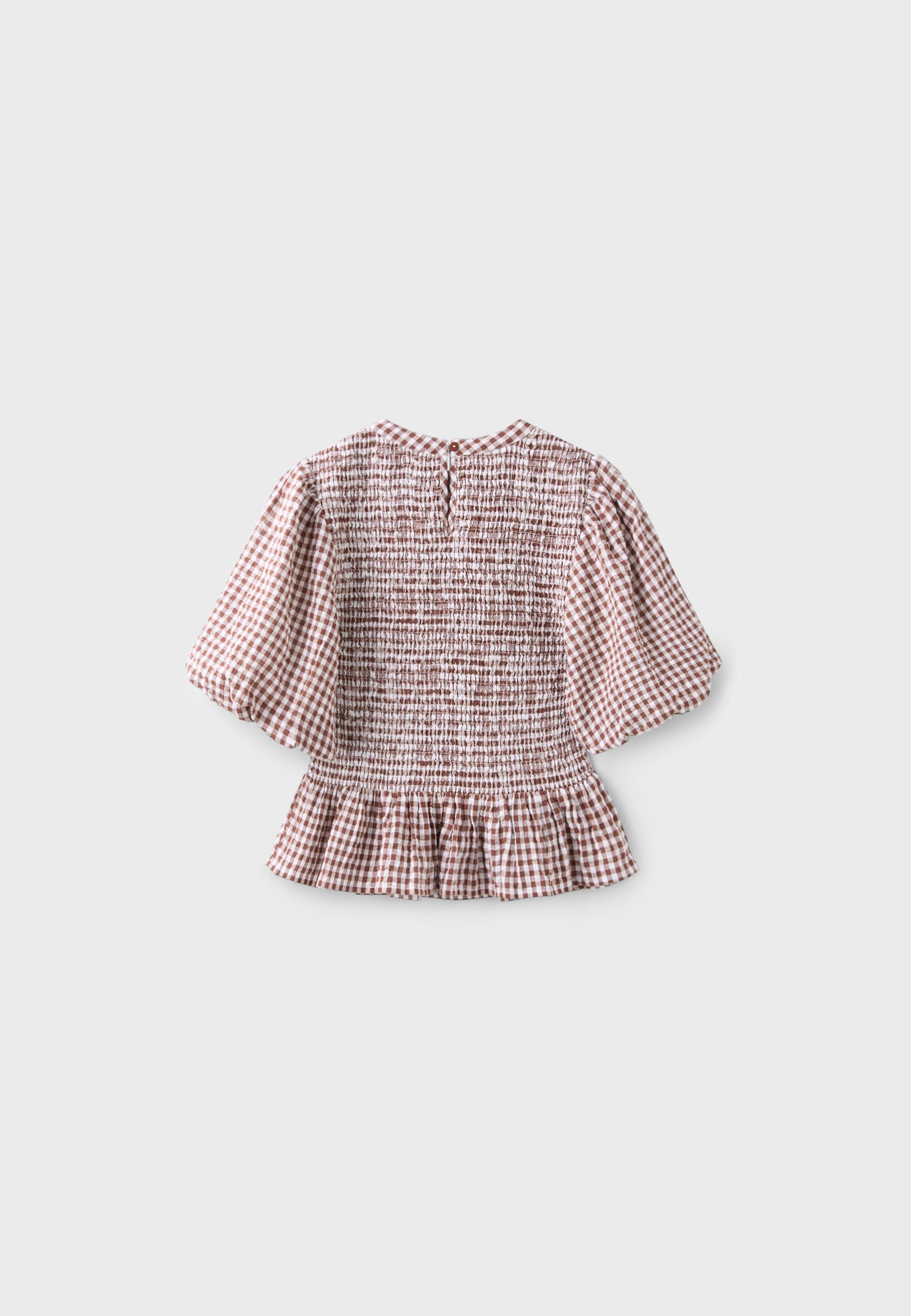 Short sleeve peplum blouse — Brown