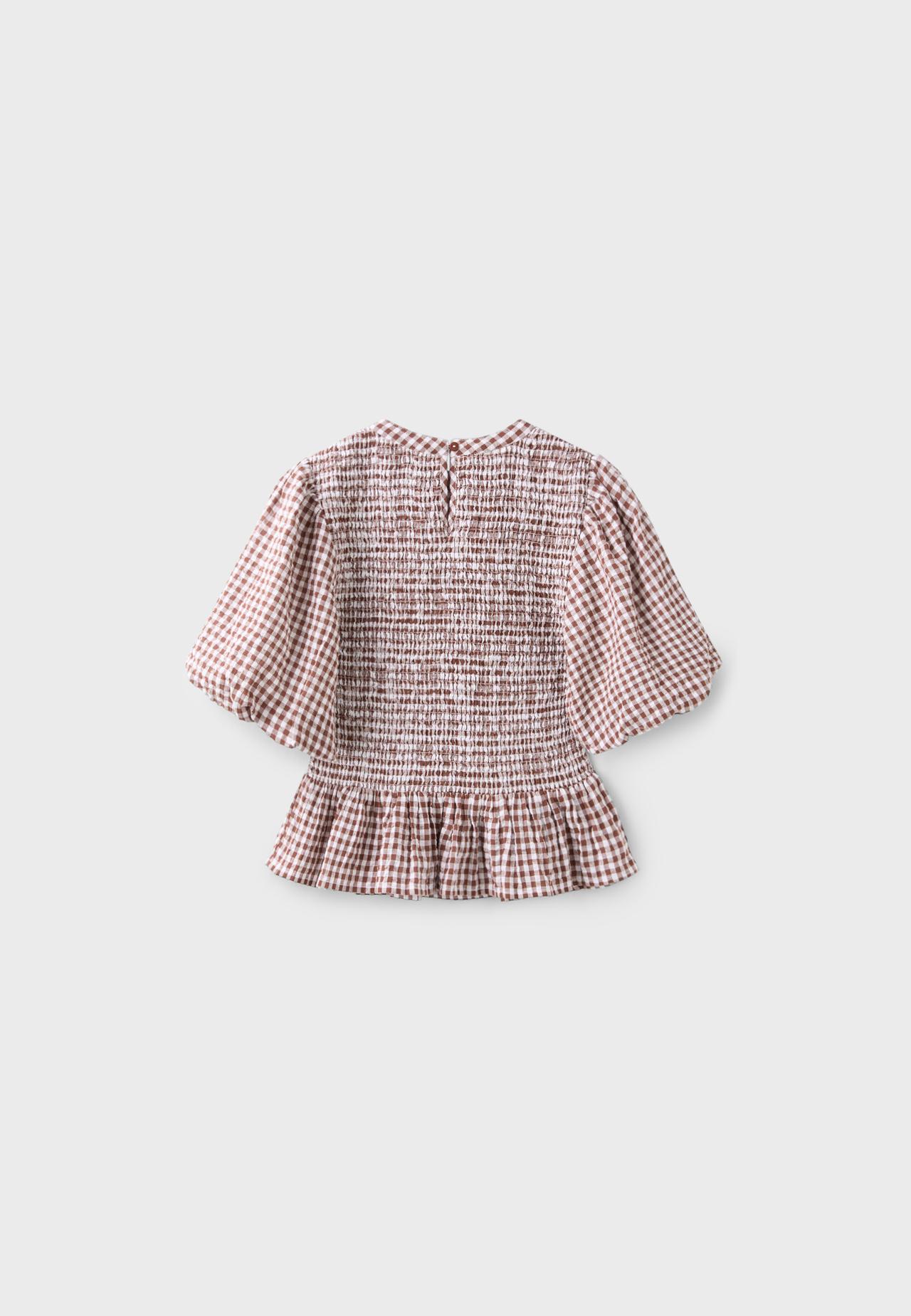 Short sleeve peplum blouse — Brown