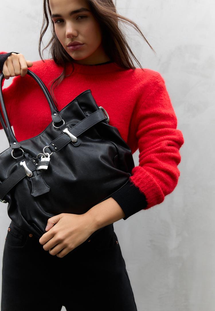 borsa shopper dettaglio lucchetto