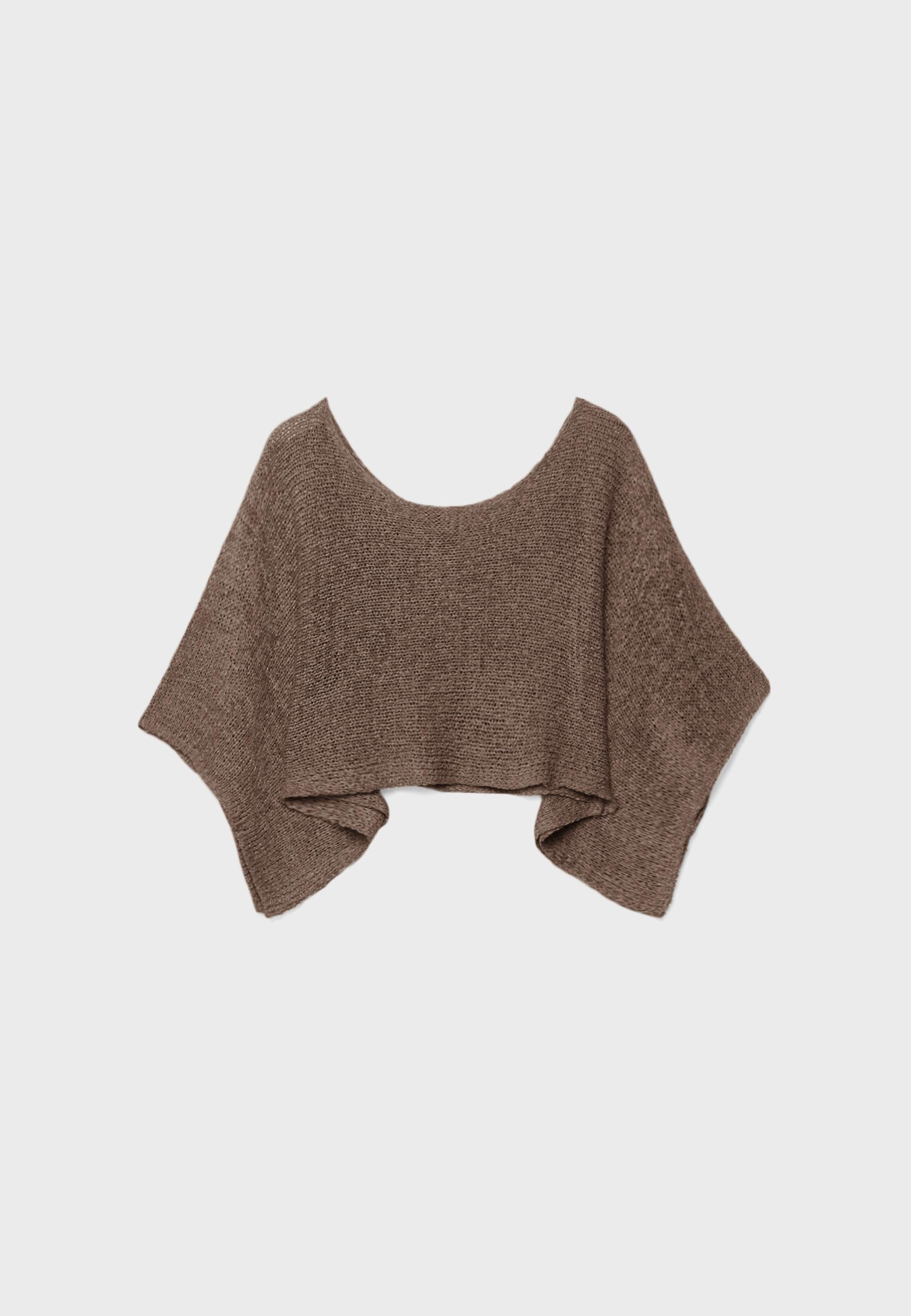 Basic cape knit jumper — Brown