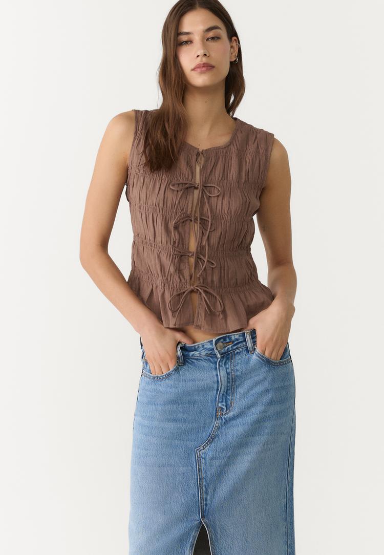d70 falda midi fluida denim