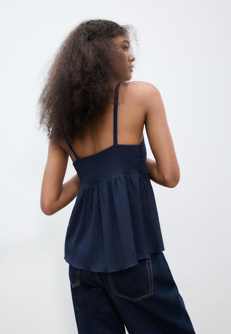 top de crochet com folhos