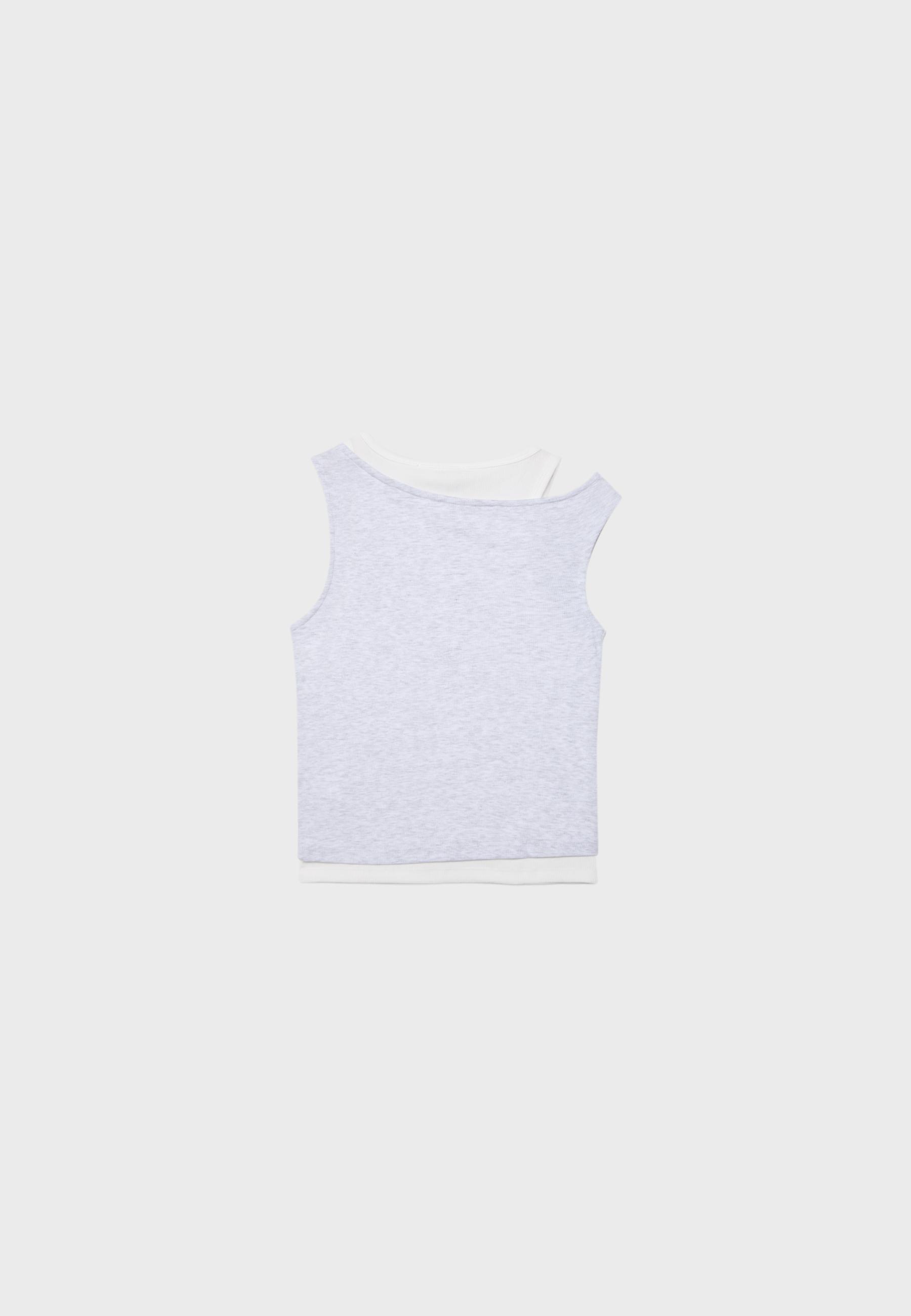 Double layer T-shirt — Grey melange