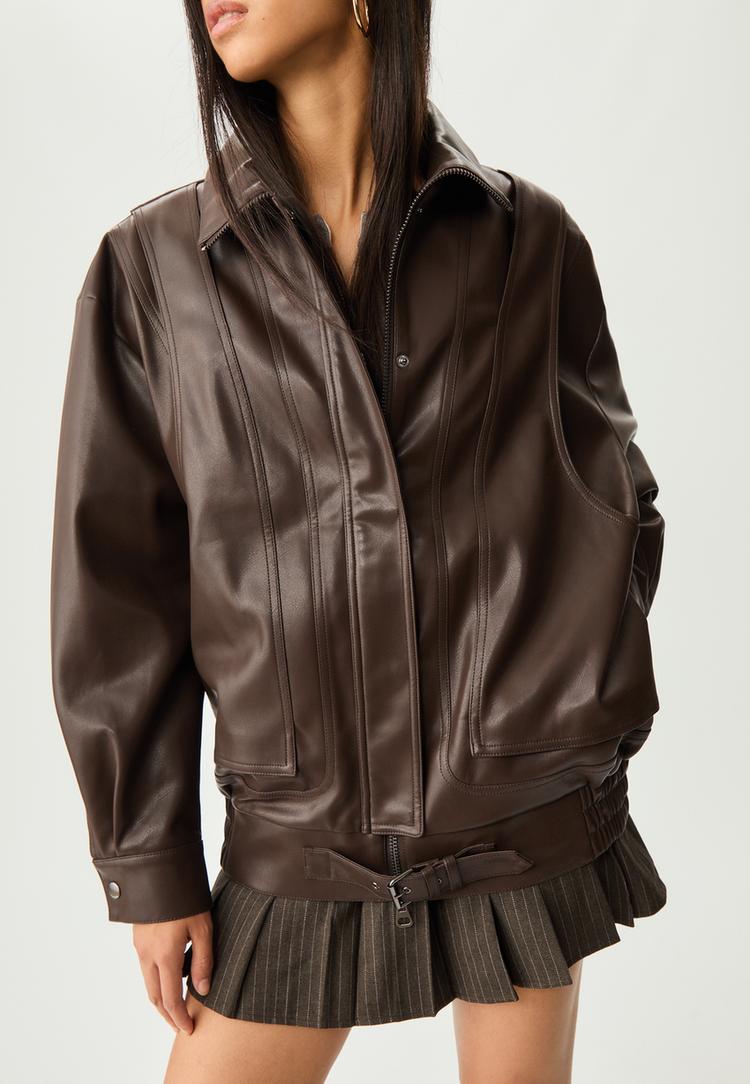 oversize faux leather jacket