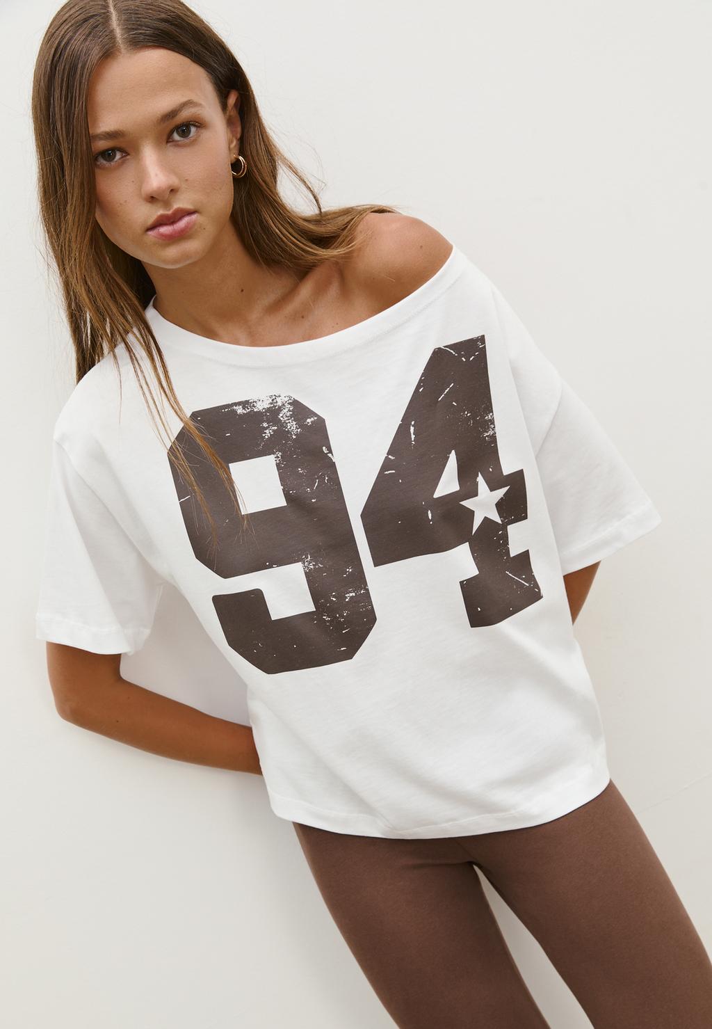 T-shirt imprimé col bateau