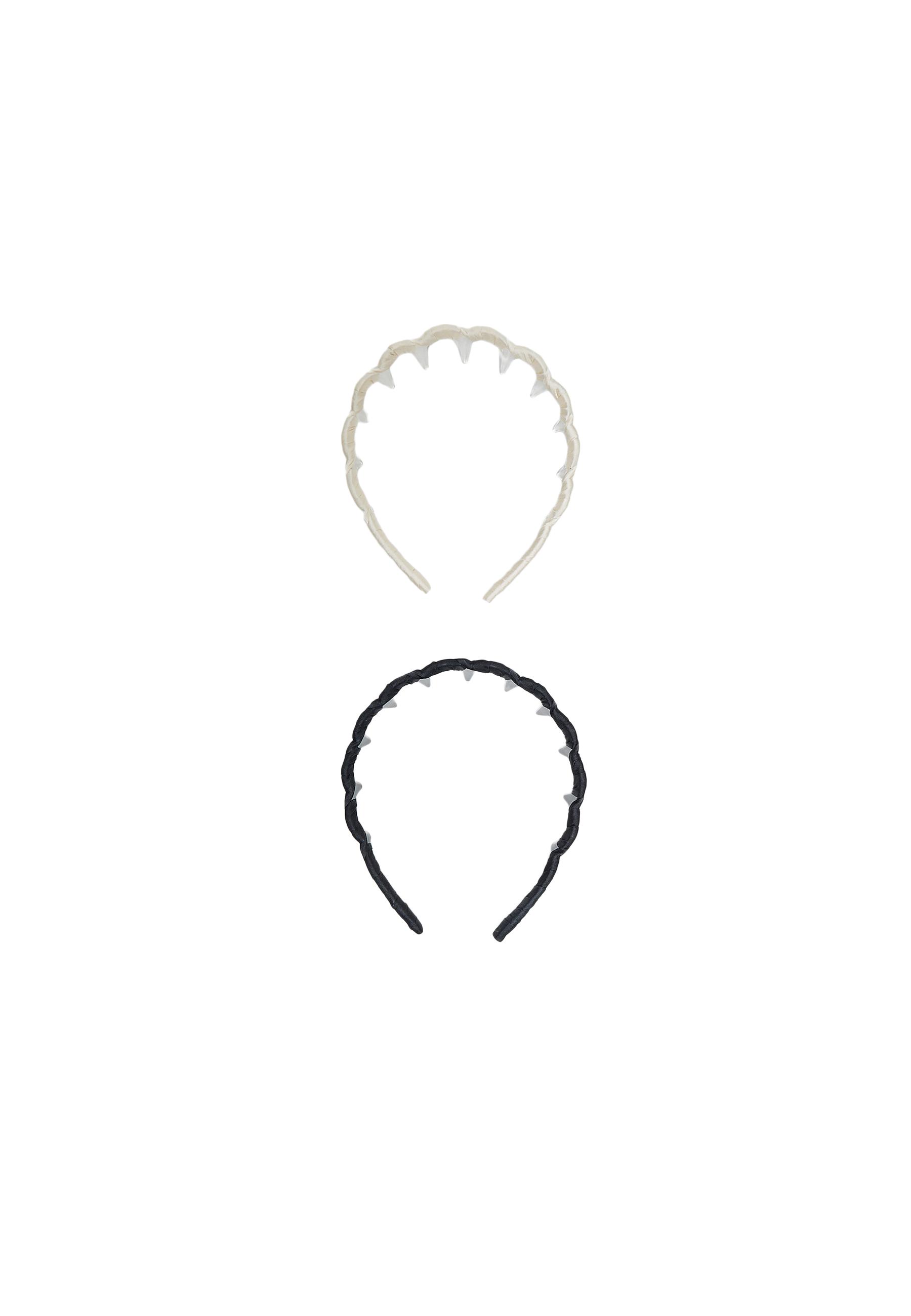 Set of 2 rigid hairbands with comb — Black