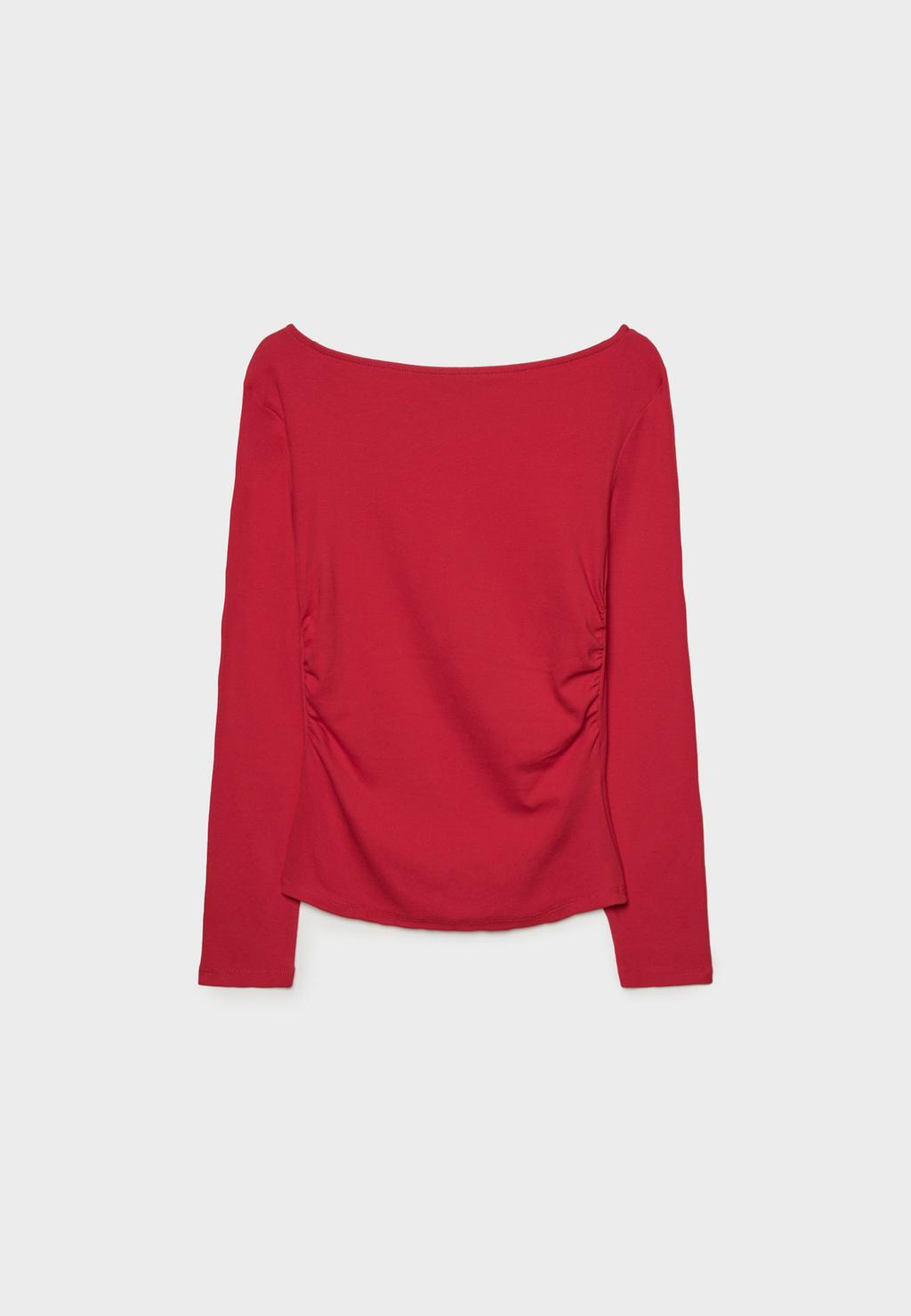 Long sleeve T-shirt with gathering