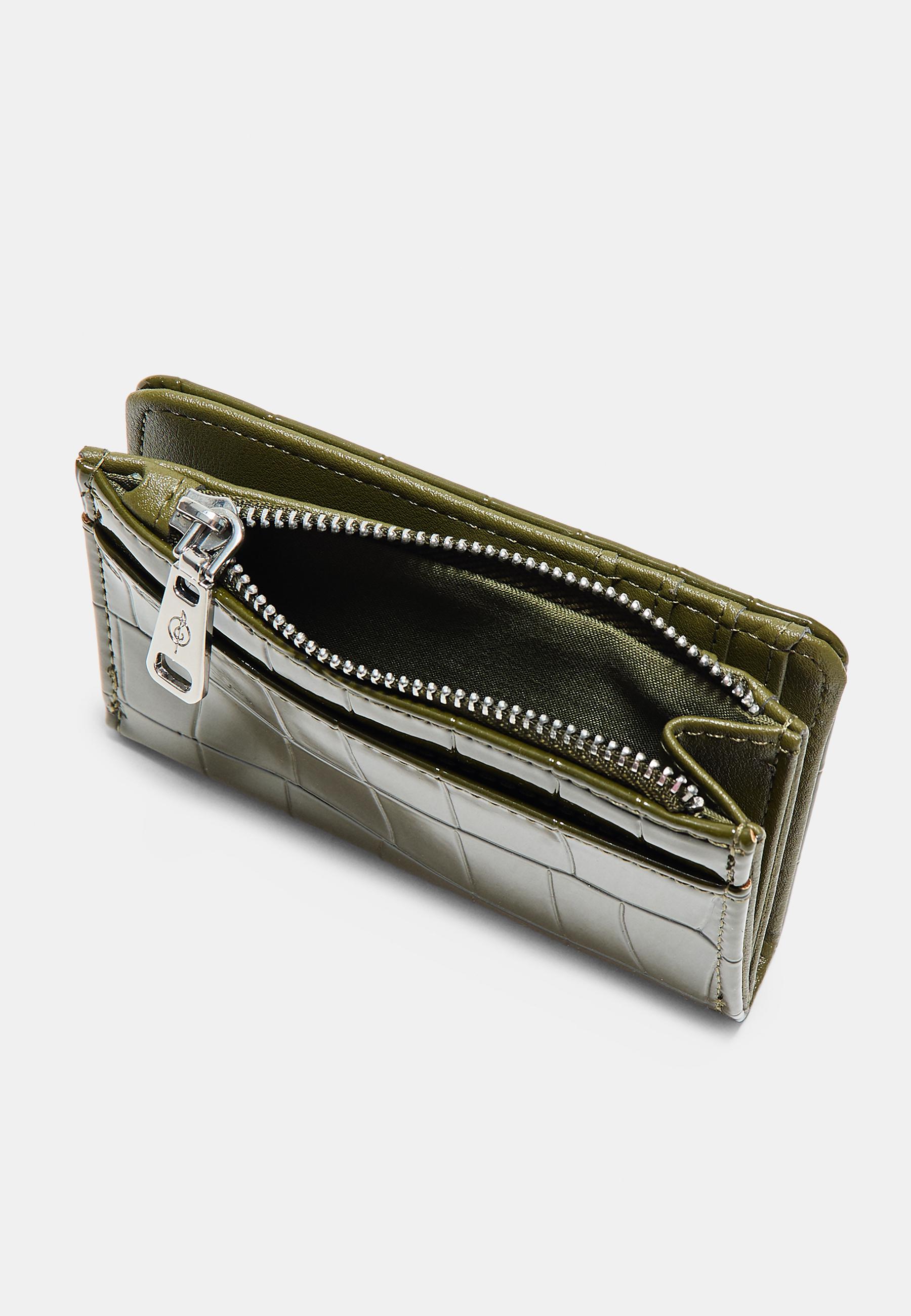 Mock croc card holder purse — Khaki