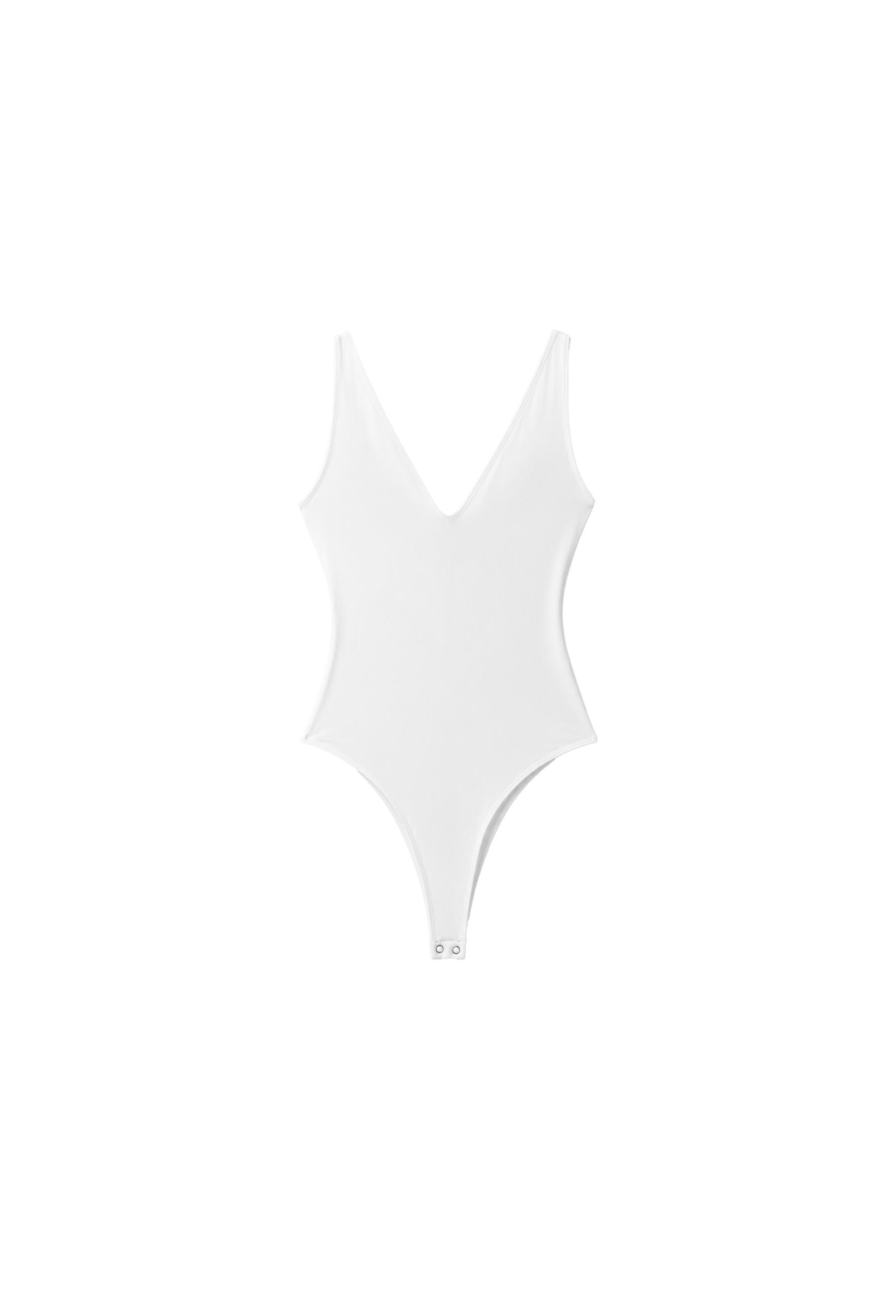 V-neck bodysuit — White