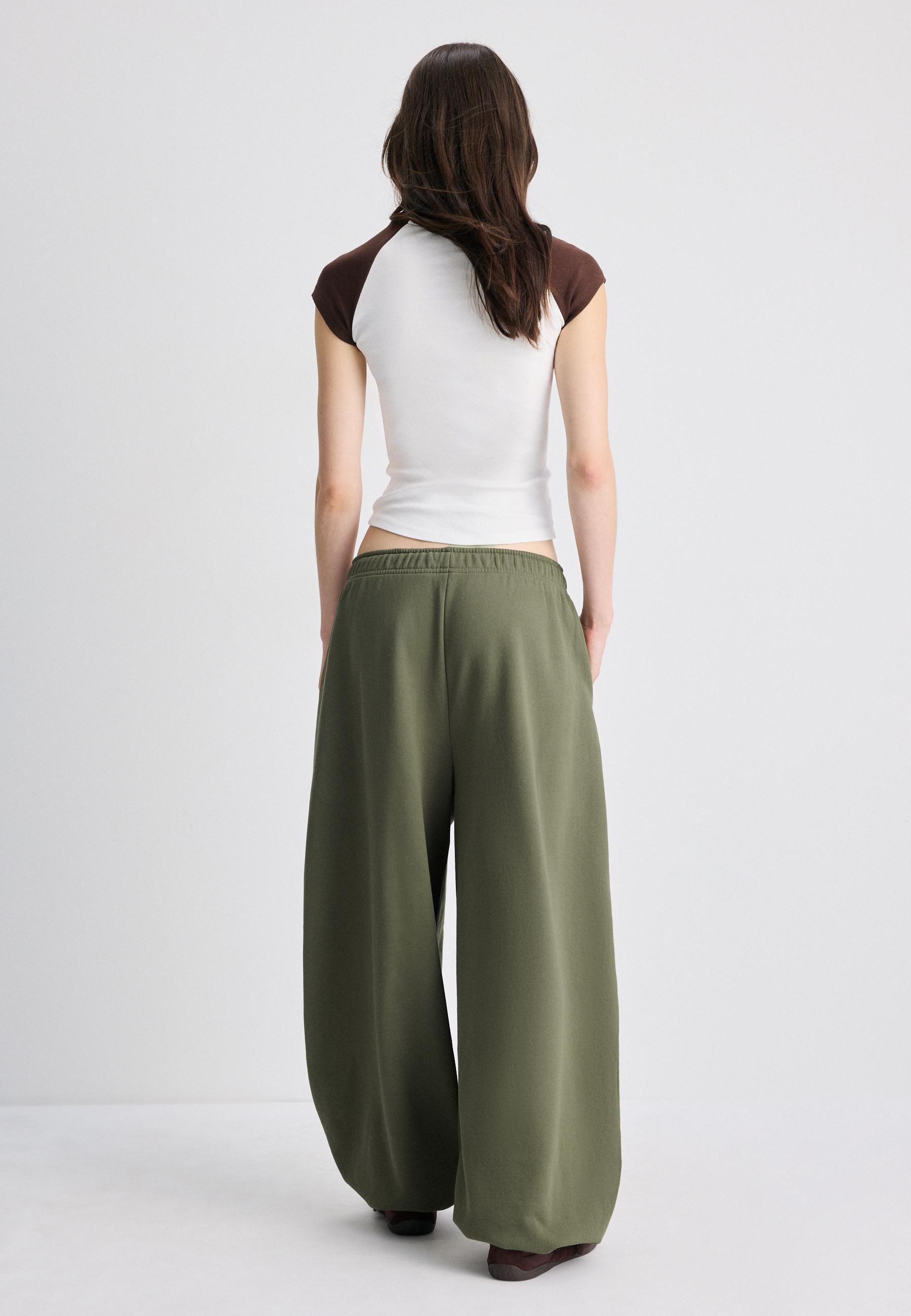 Plush jogger trousers with toggles — Khaki