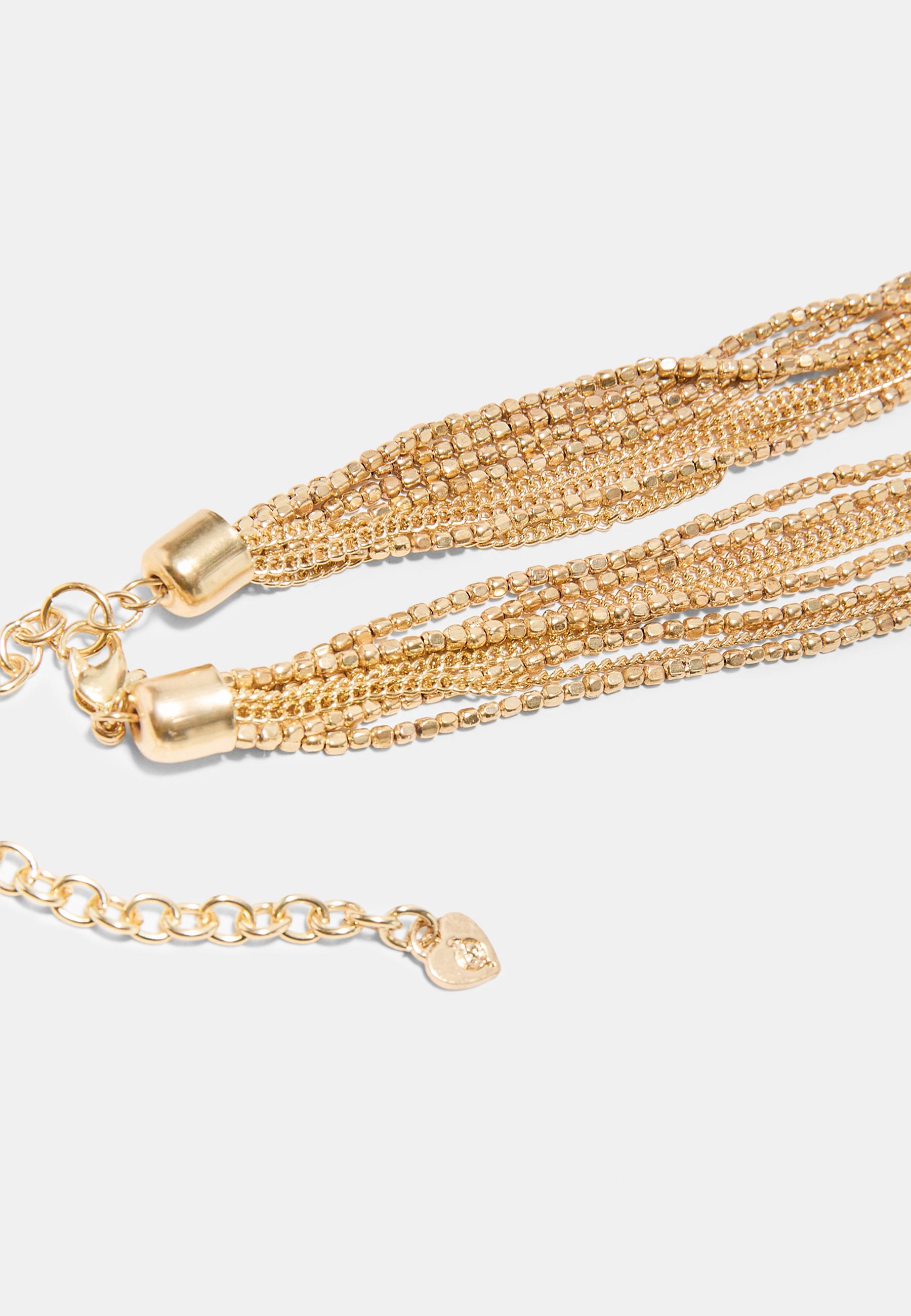 Lariat ball necklace — Gold