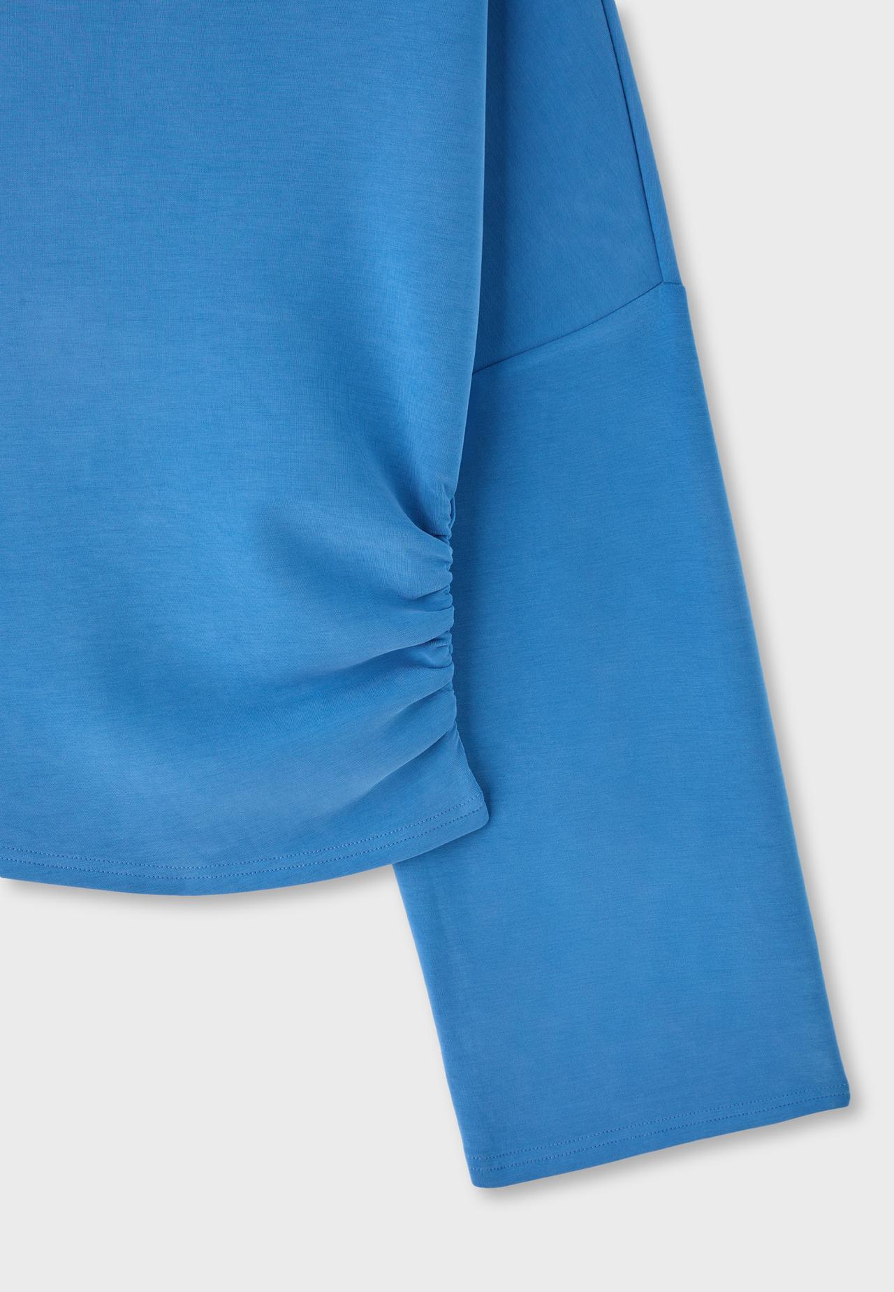 Asymmetric soft-touch ruched sweatshirt — Electric blue
