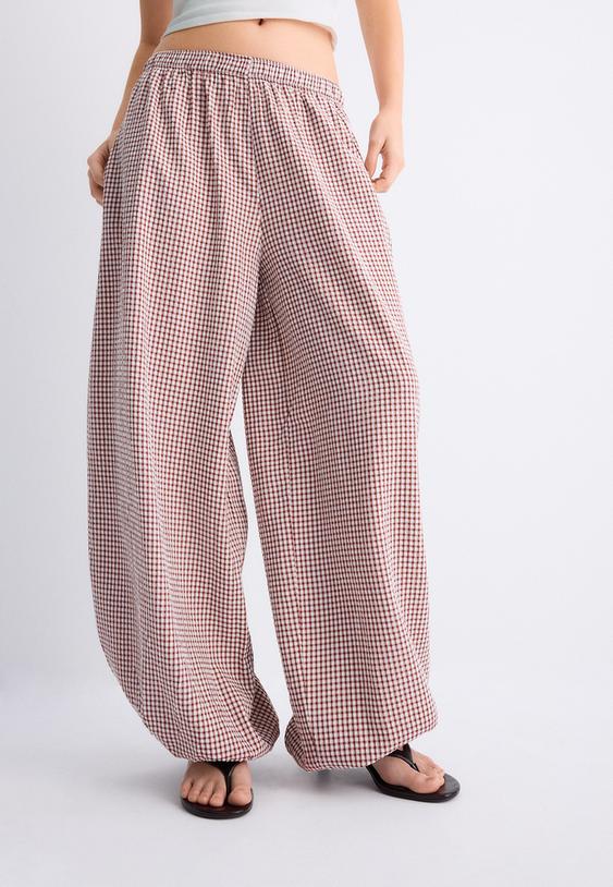 pantaloni ampi in popeline