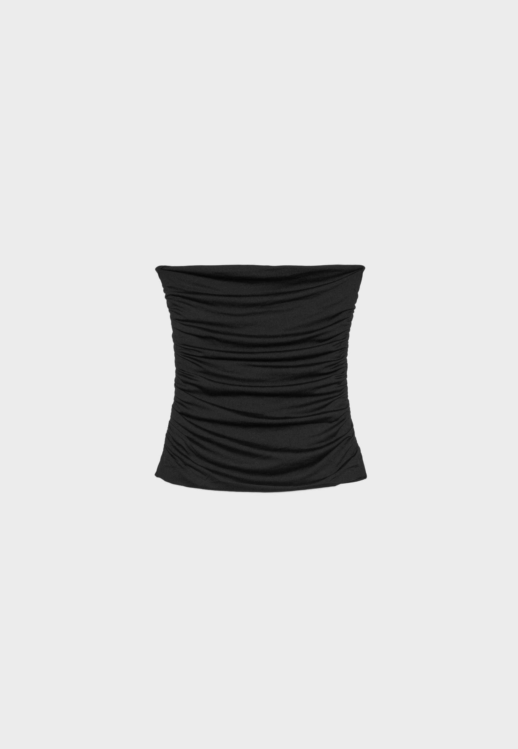 Gathered bandeau top — Black