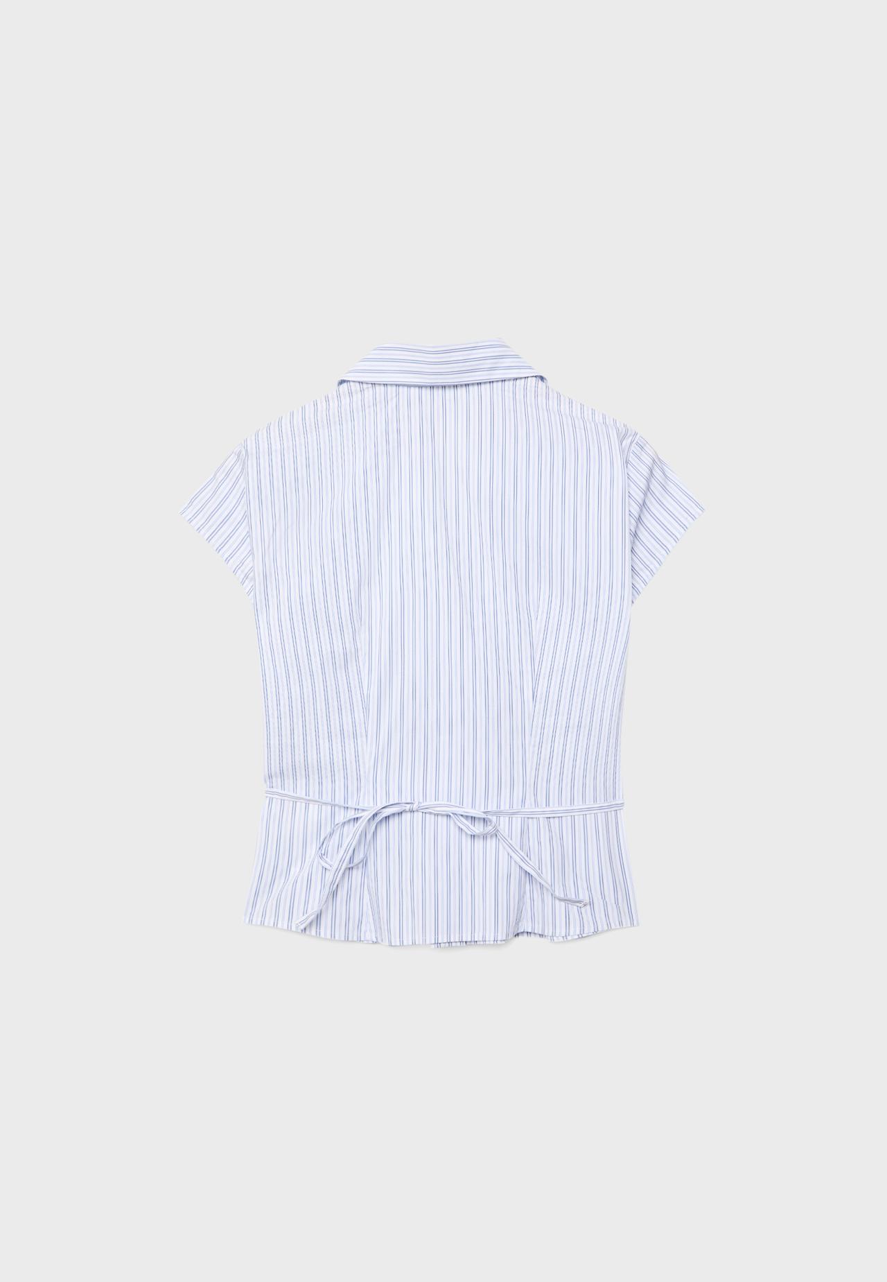 Short sleeve shirt with underbust seam — Sky blue