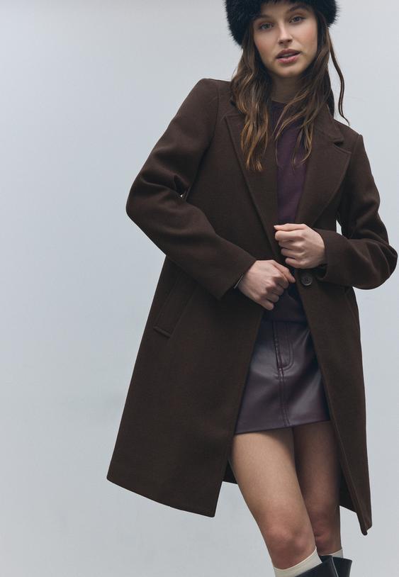 manteau midi bouton toucher doux