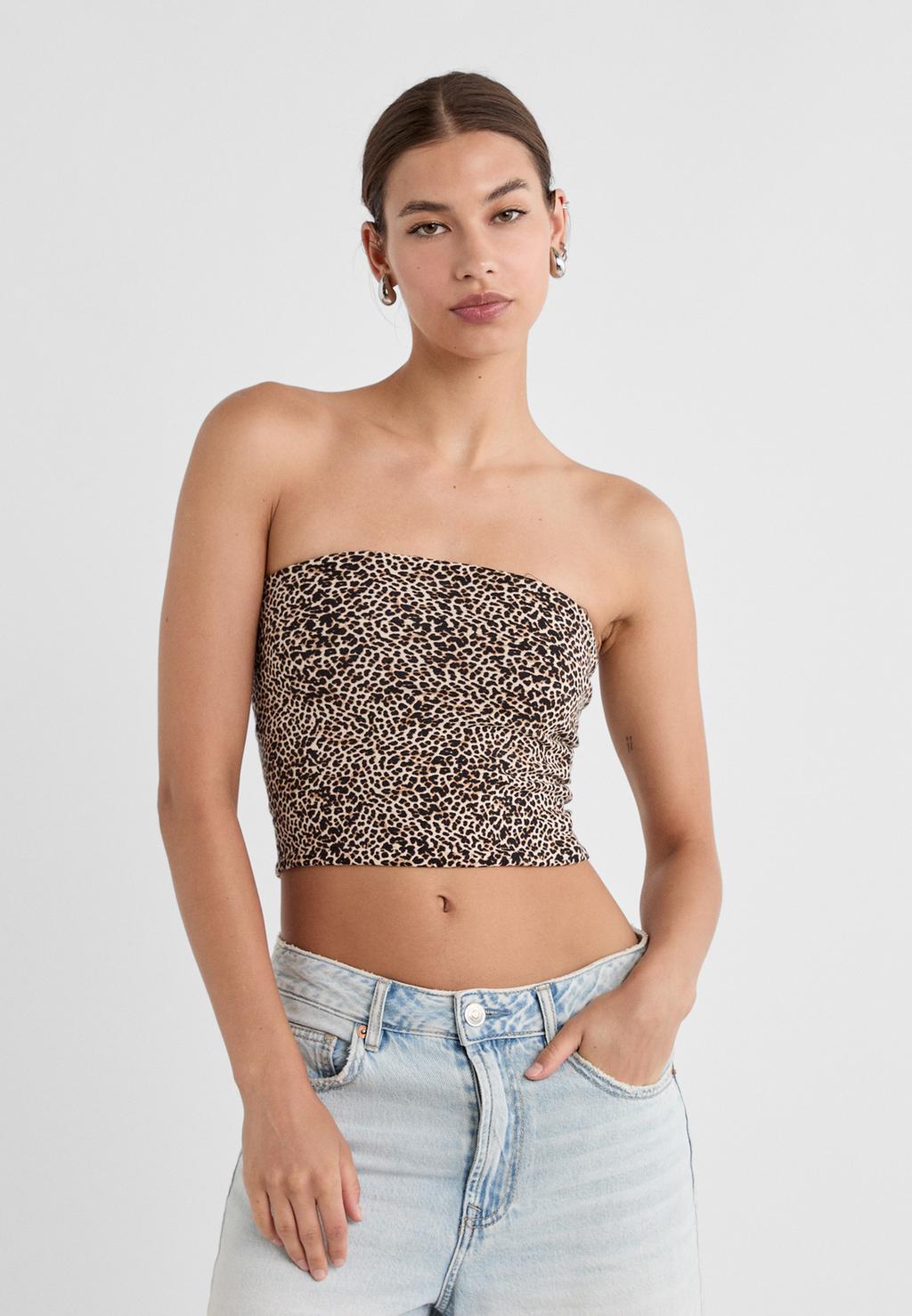 Printed bandeau top