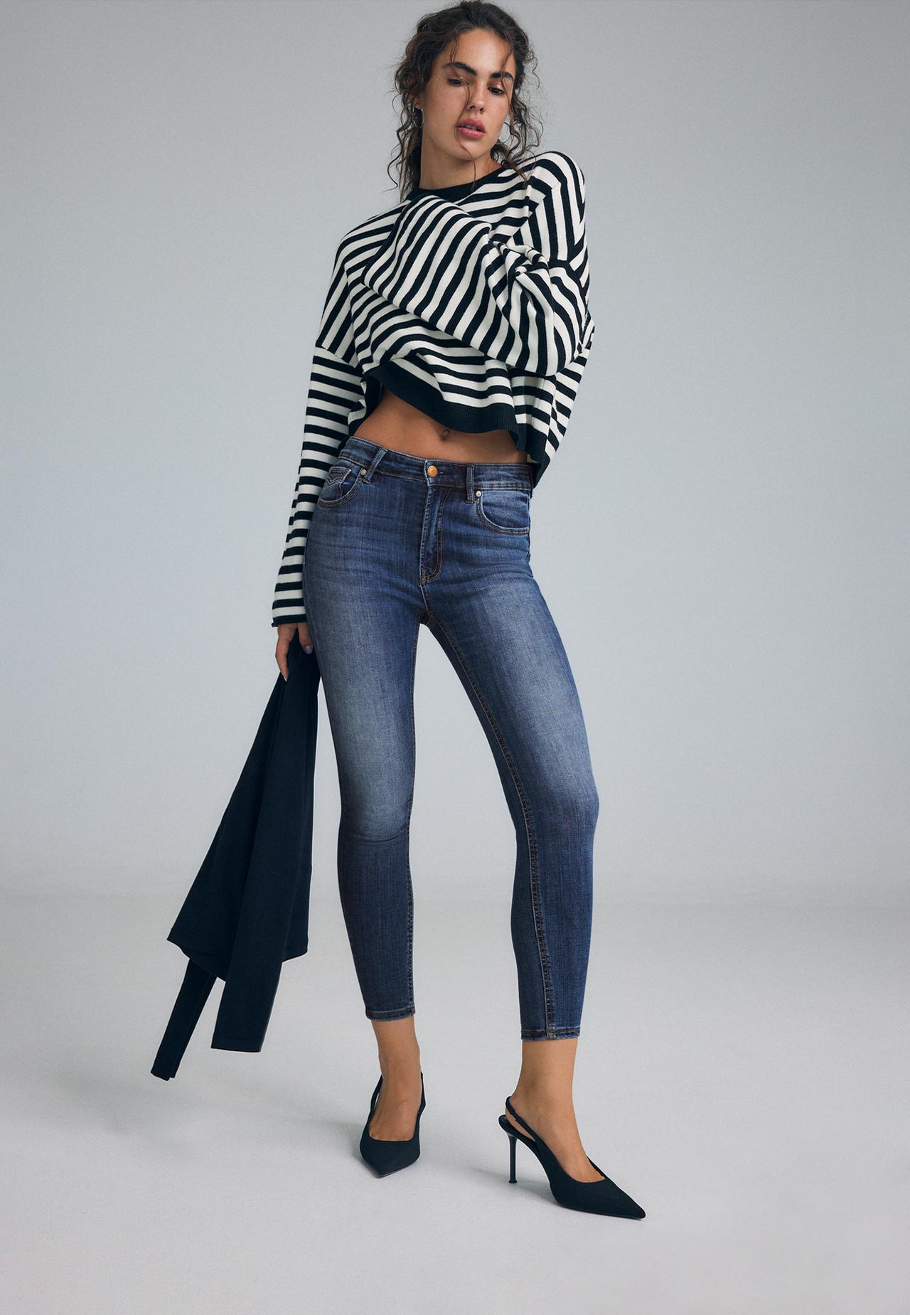 D07 High-waist skinny jeans — OVERDYED BLUE DENIM