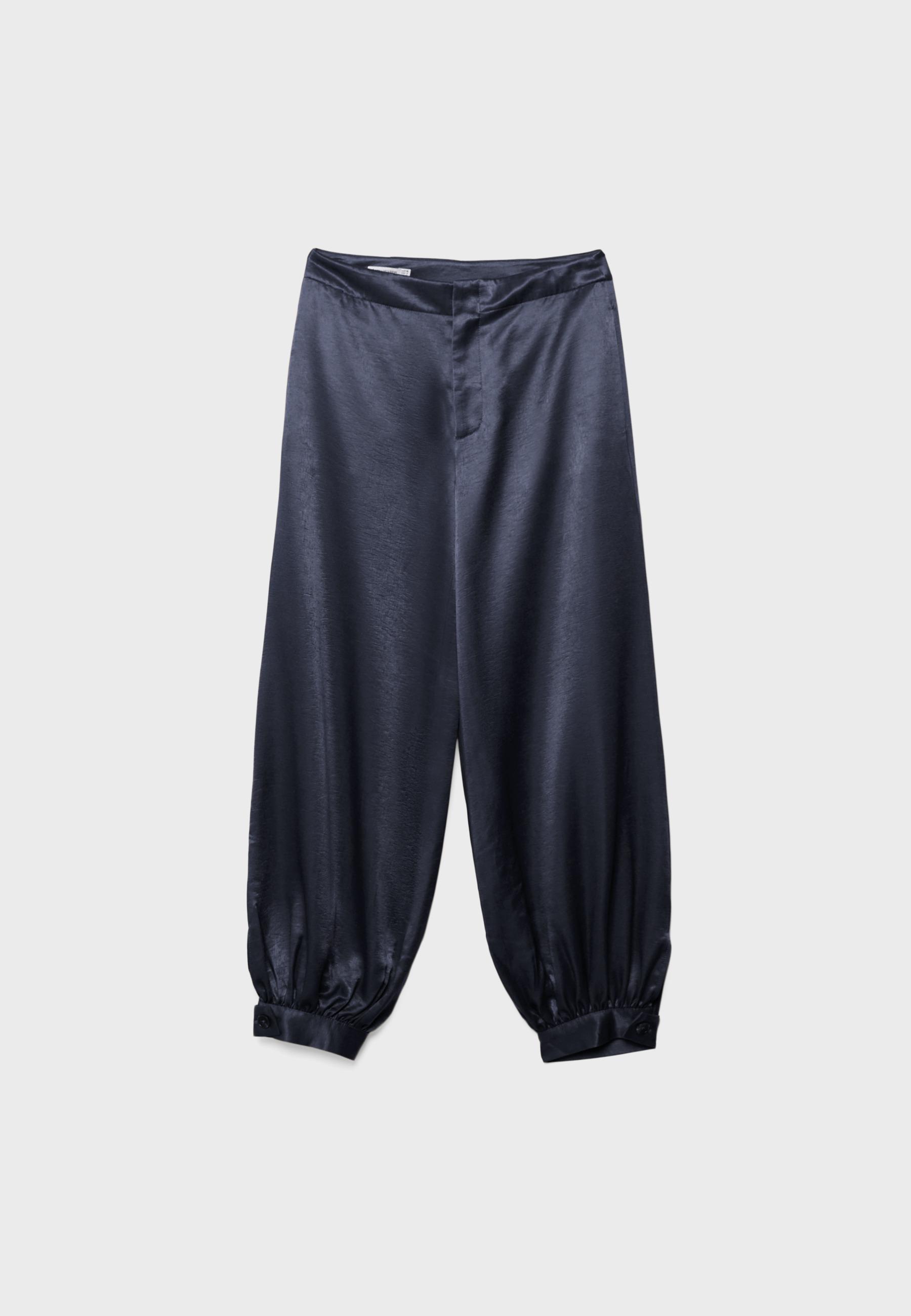 Smart satin balloon trousers — Dark blue