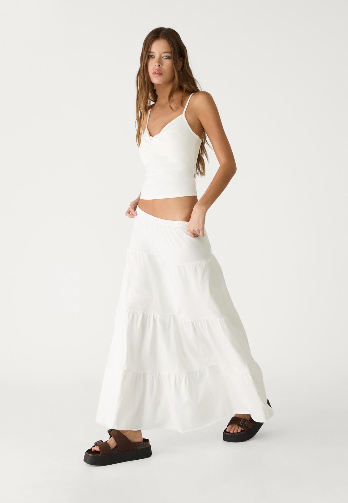 Long flowing knit skirt Women's fashion Stradivarius Malta