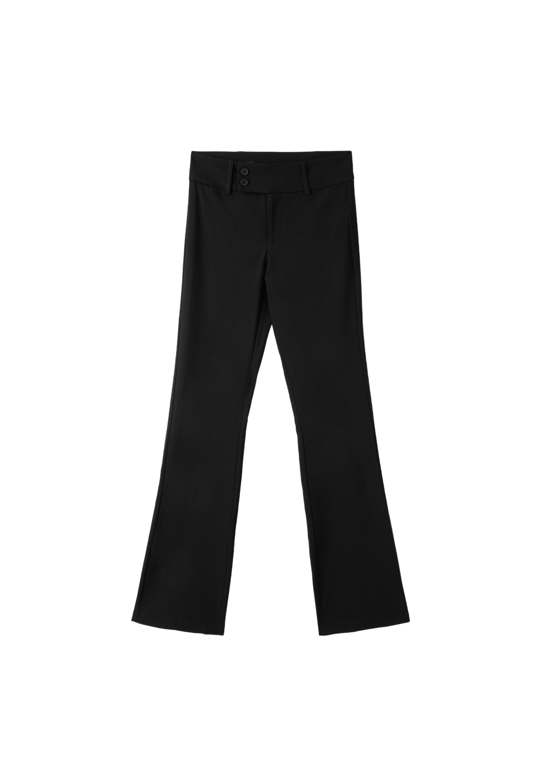 High-waist bengaline bell bottom trousers — Black