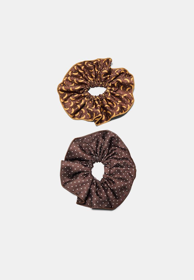 Stradivarius Stradivarius Σετ 2 Μεγάλα Λαστιχάκια Μαλλιών Καφέ Os