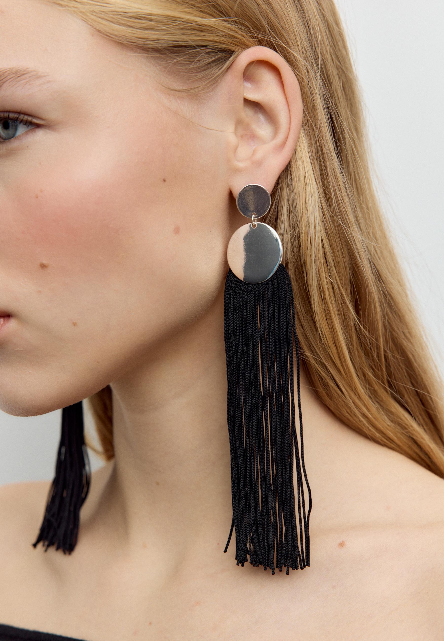 Long fringe earrings — Black