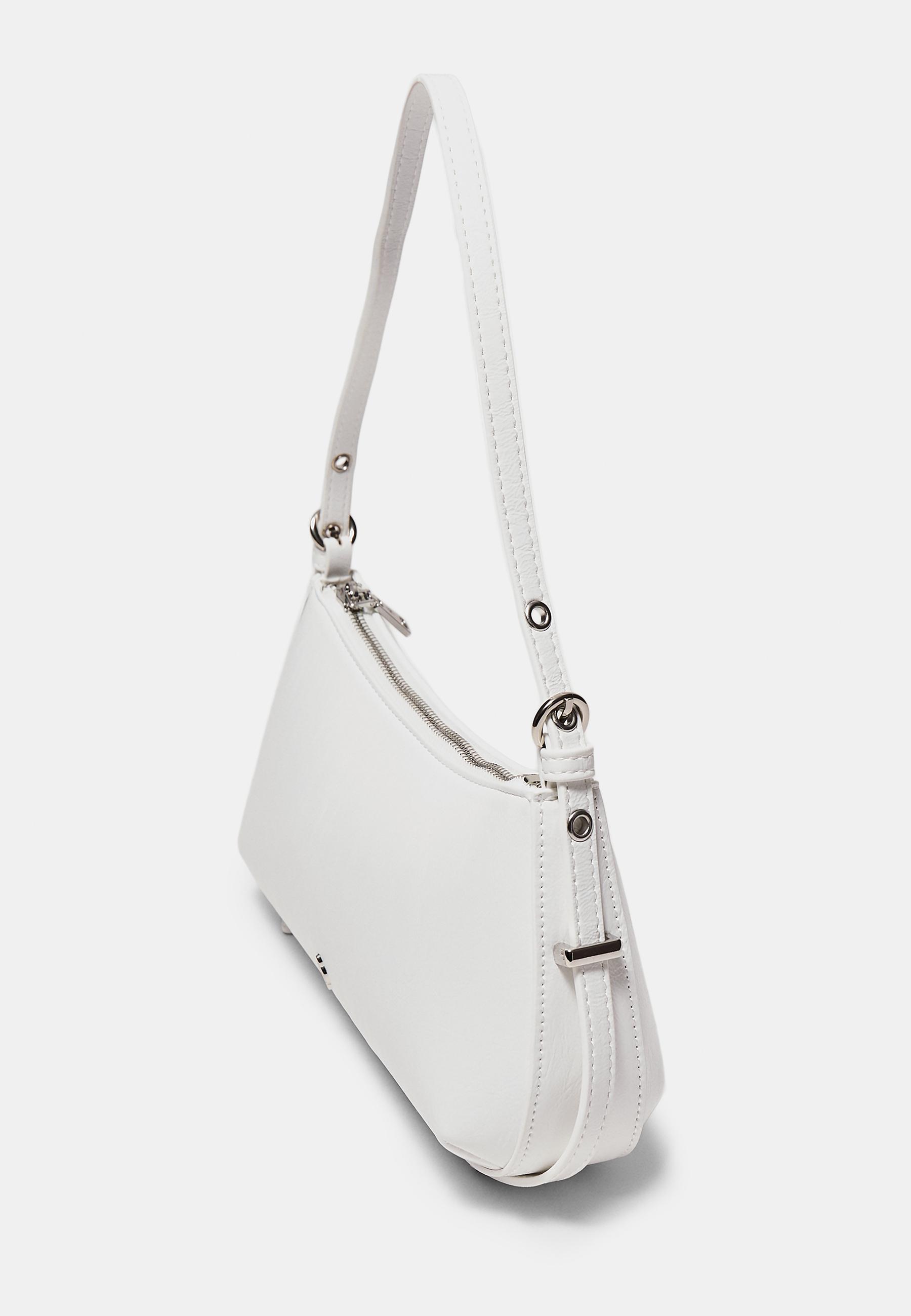 Elongated eyelet shoulder bag — White