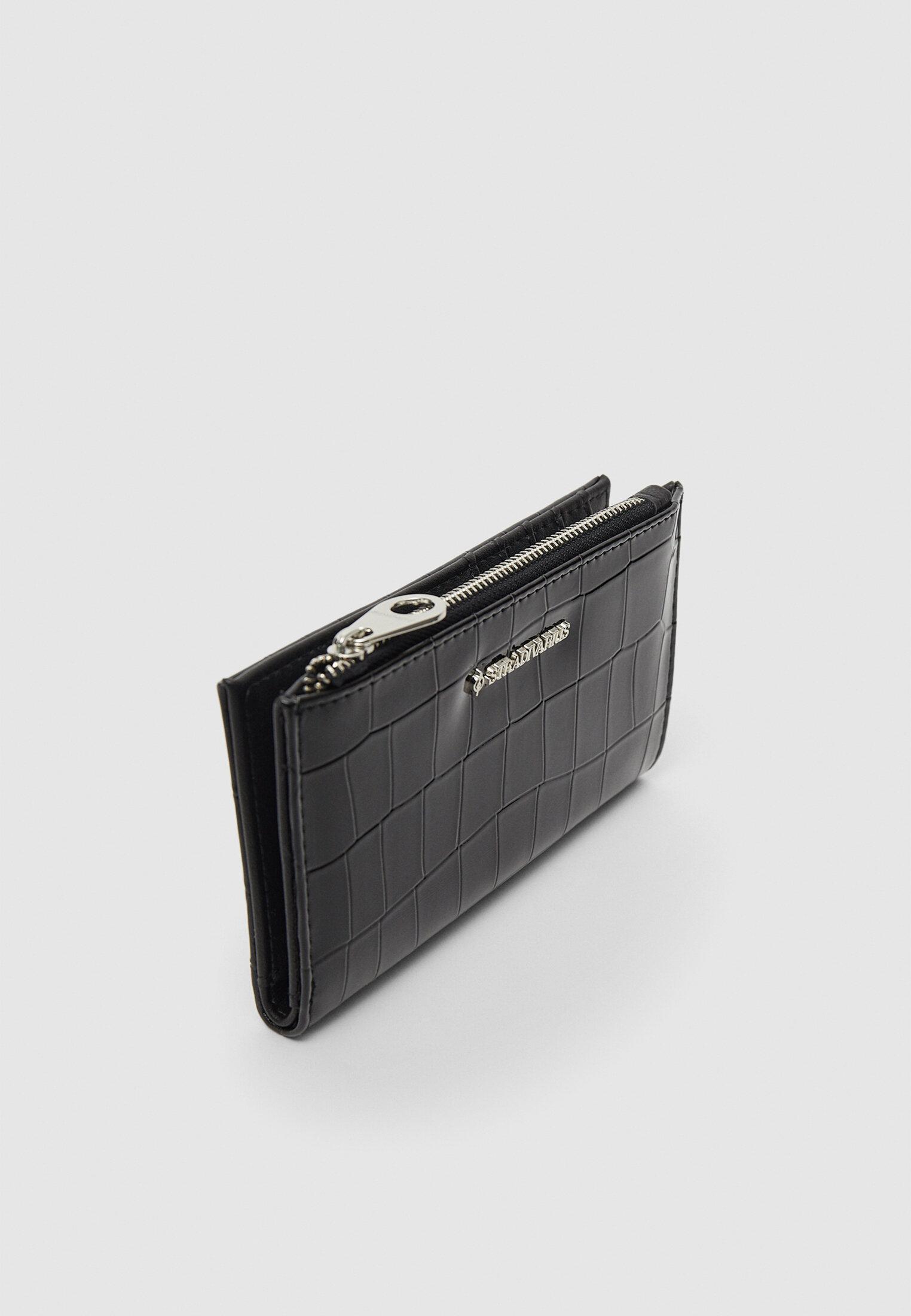 Basic mock croc purse — Black