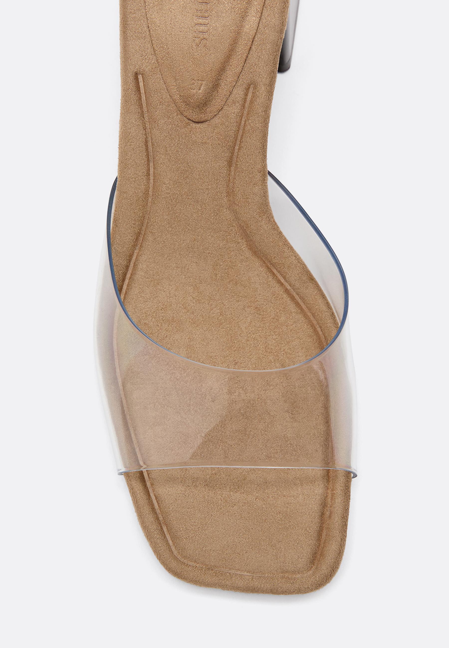 Vinyl block heeled sandals — BEIGE