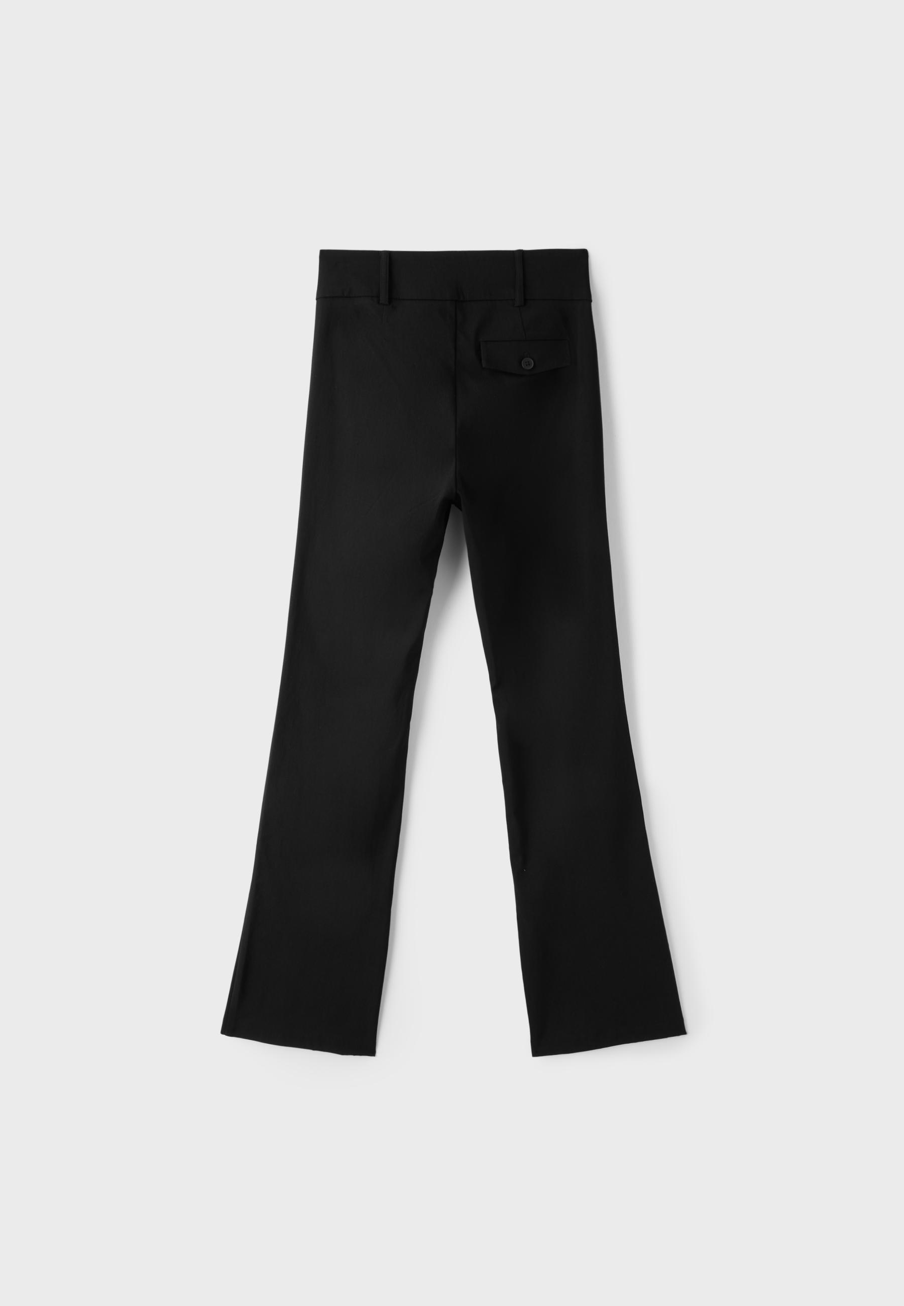 High-waist bengaline bell bottom trousers — Black