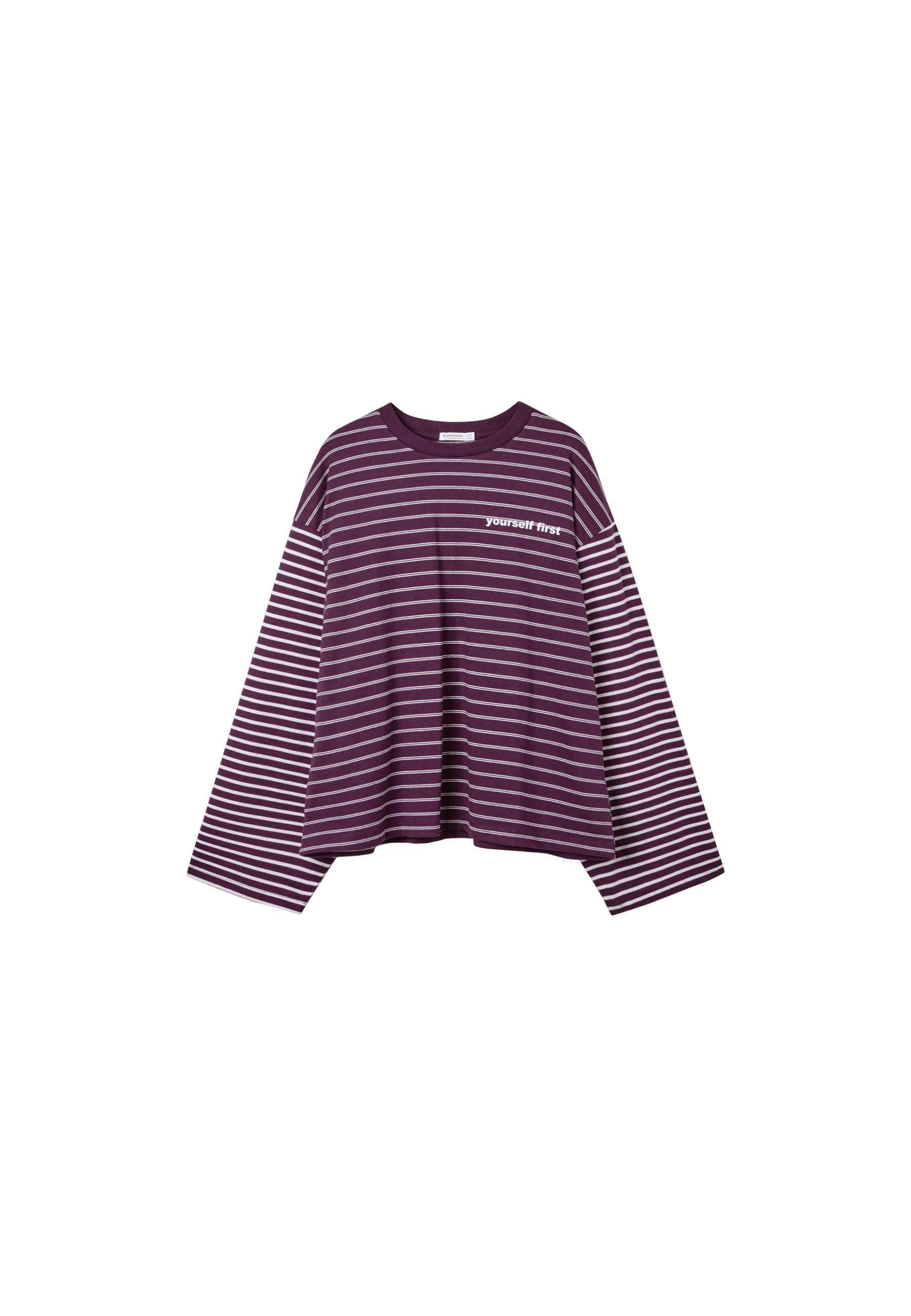 Long sleeve striped slogan T-shirt — Dark purple